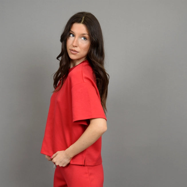 TESS KNIT TEE - CHERRY RED