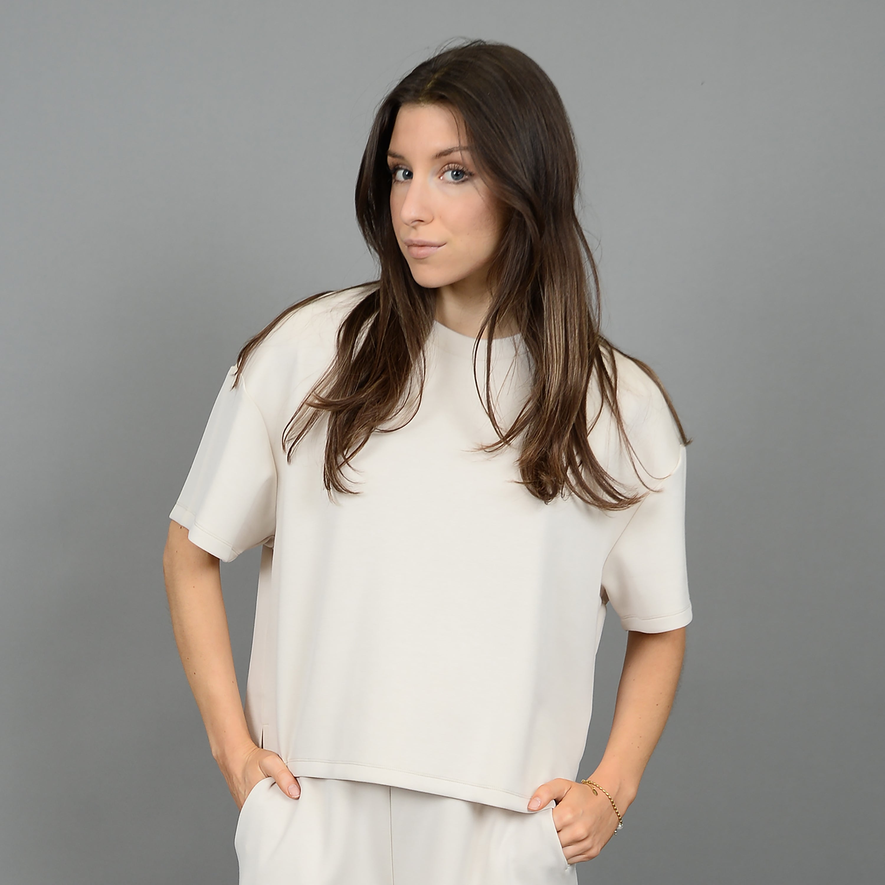 TESS KNIT TEE - STONE