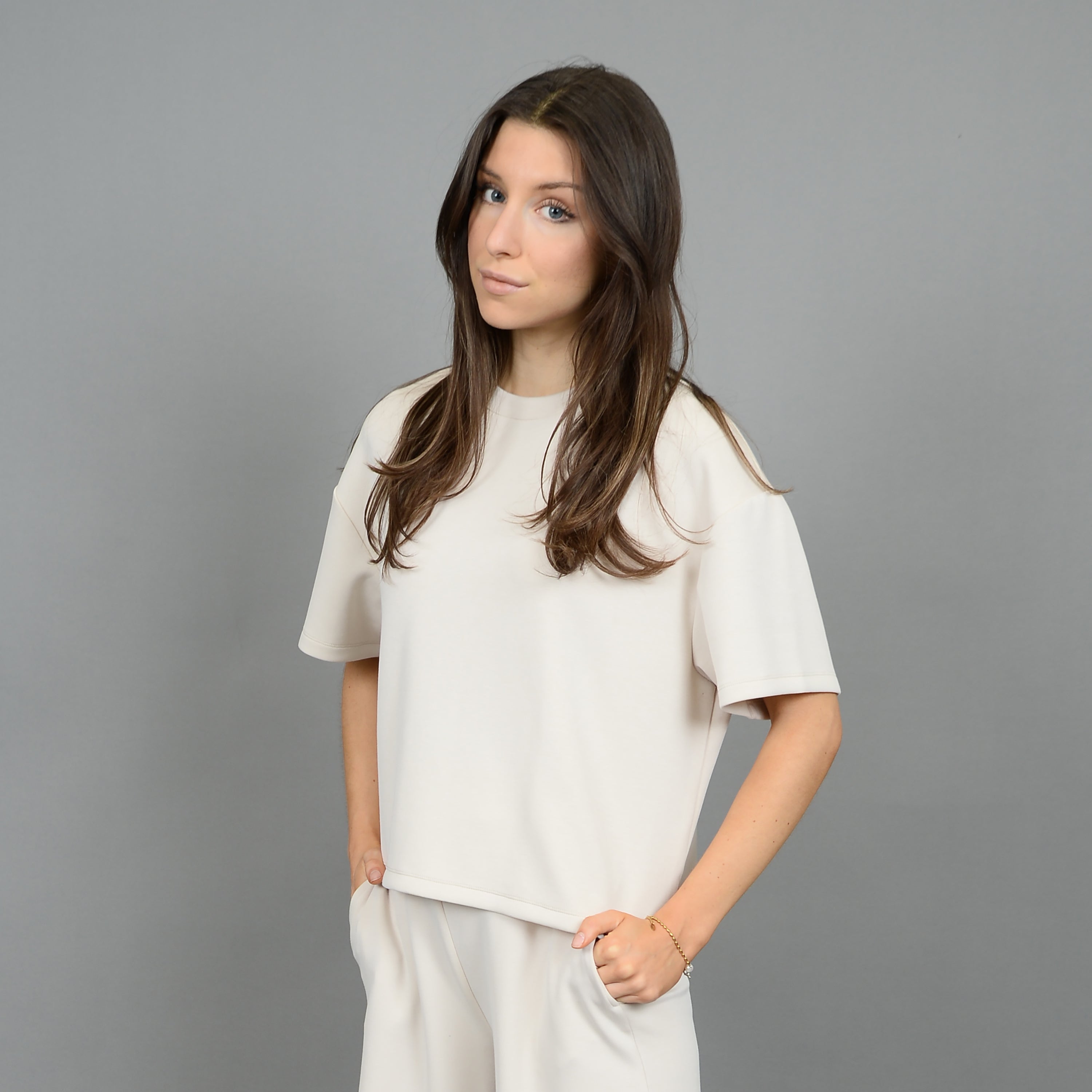 TESS KNIT TEE - STONE