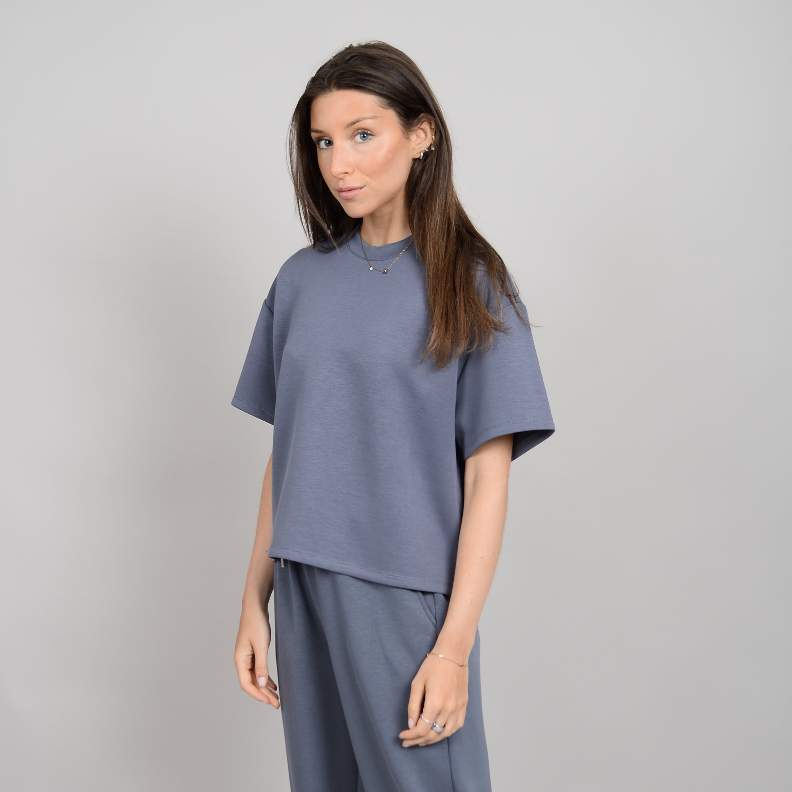 TESS KNIT TEE - STEEL