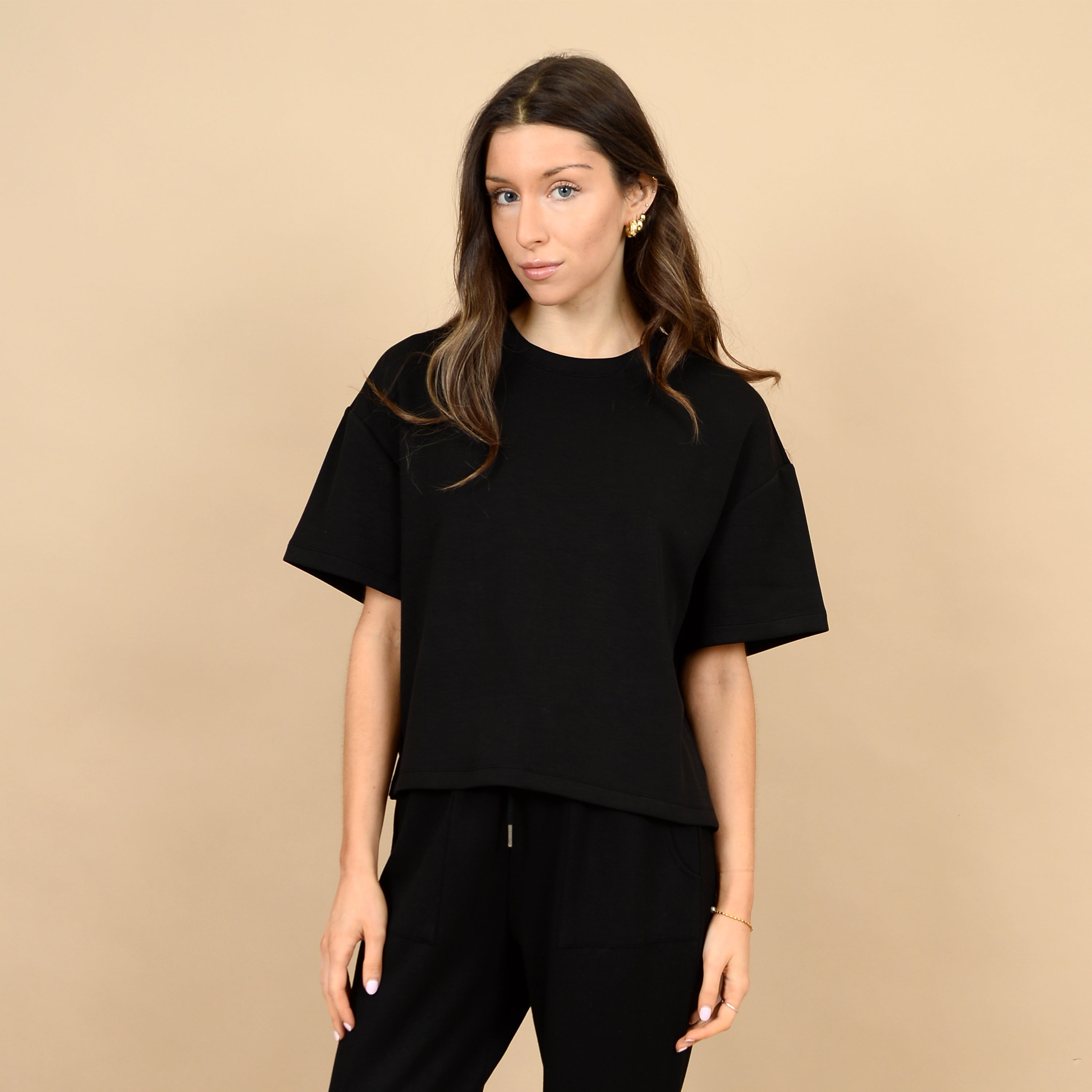 TESS KNIT TEE - BLACK