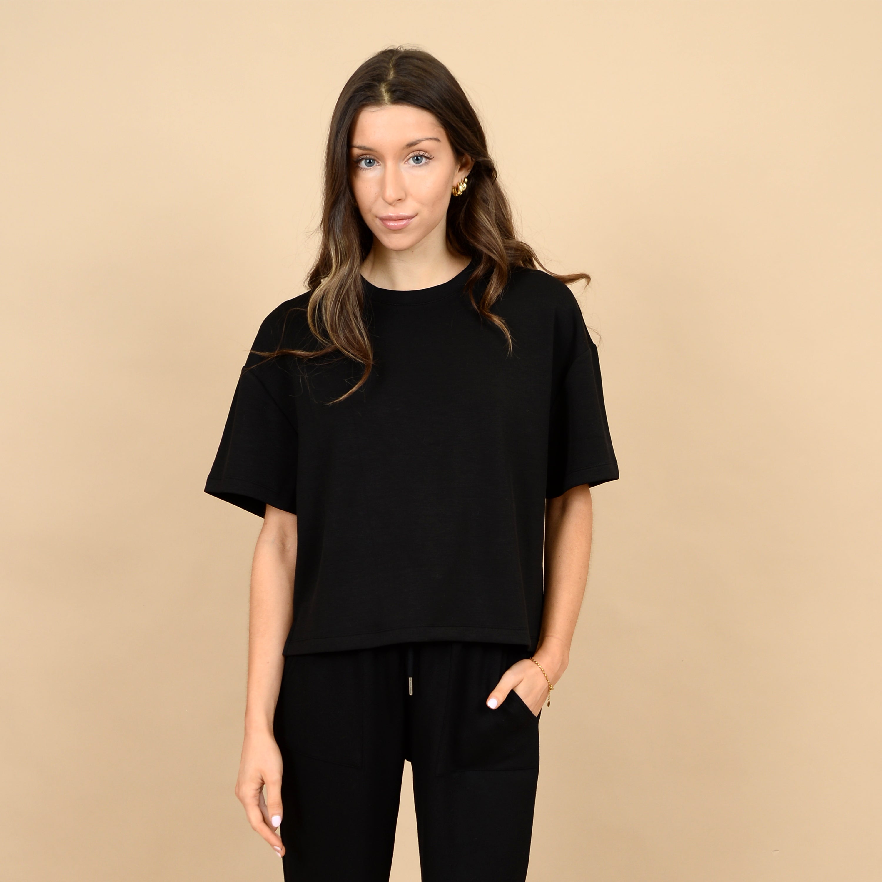 TESS KNIT TEE - BLACK
