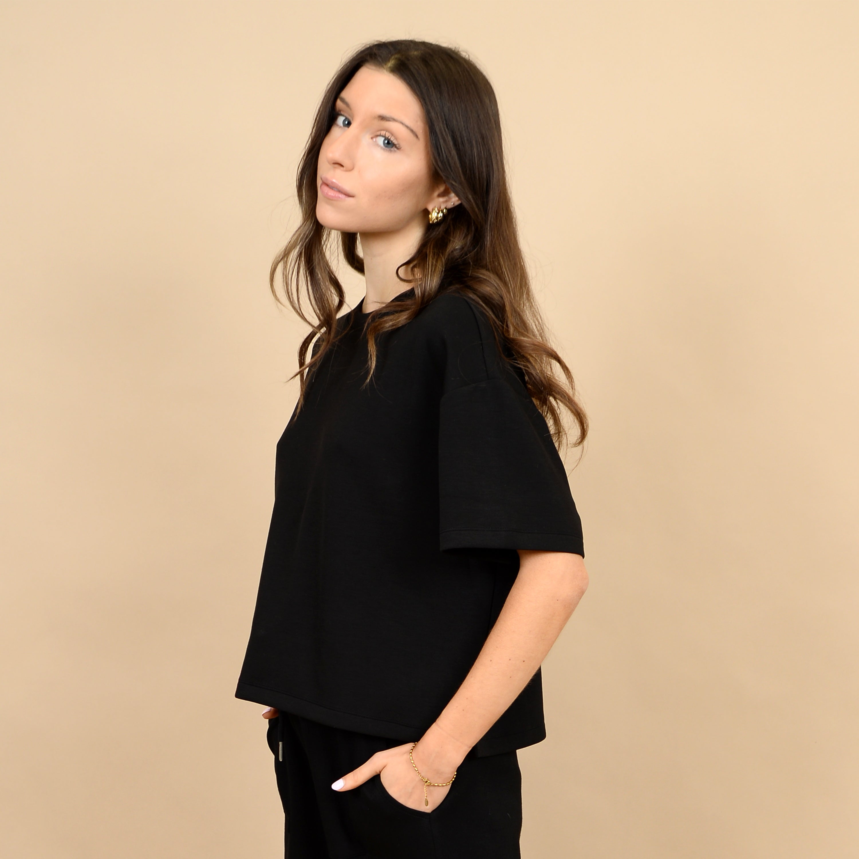 TESS KNIT TEE - BLACK