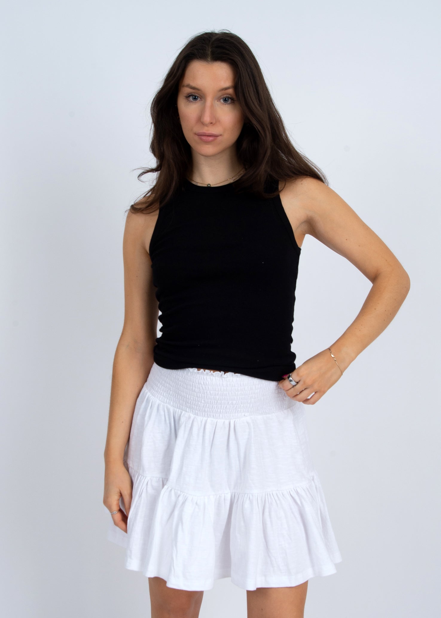 MARIA CREW NECK MUSCLE TANK - BLACK