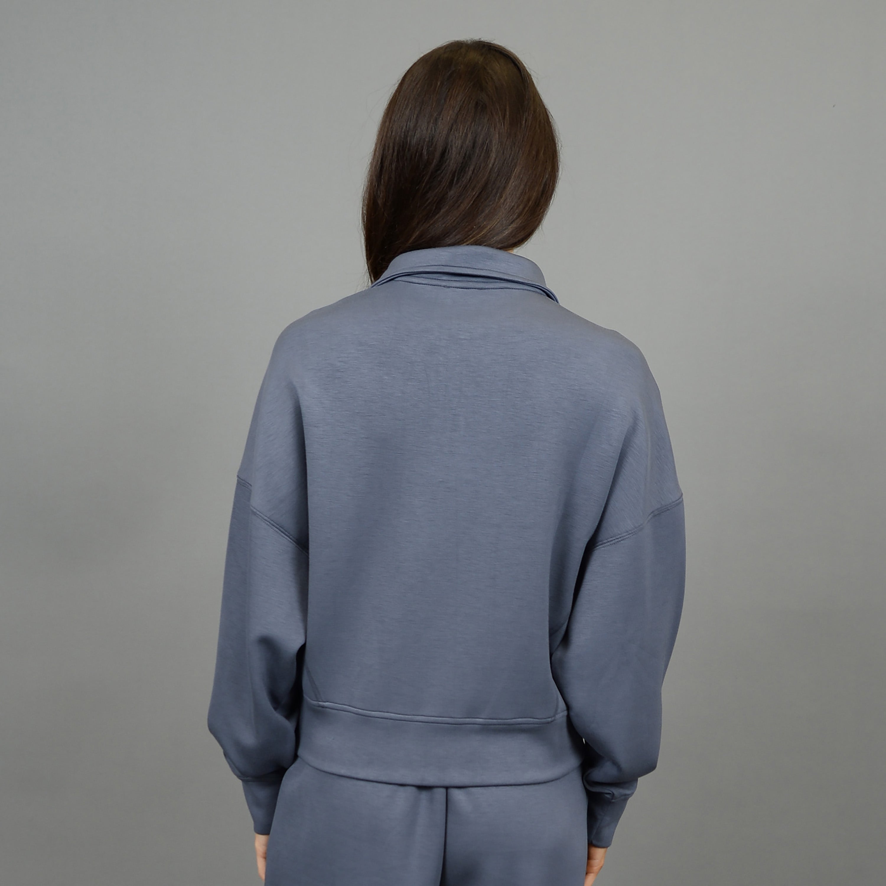 MARILYN HALF ZIP SWEATER - STEEL
