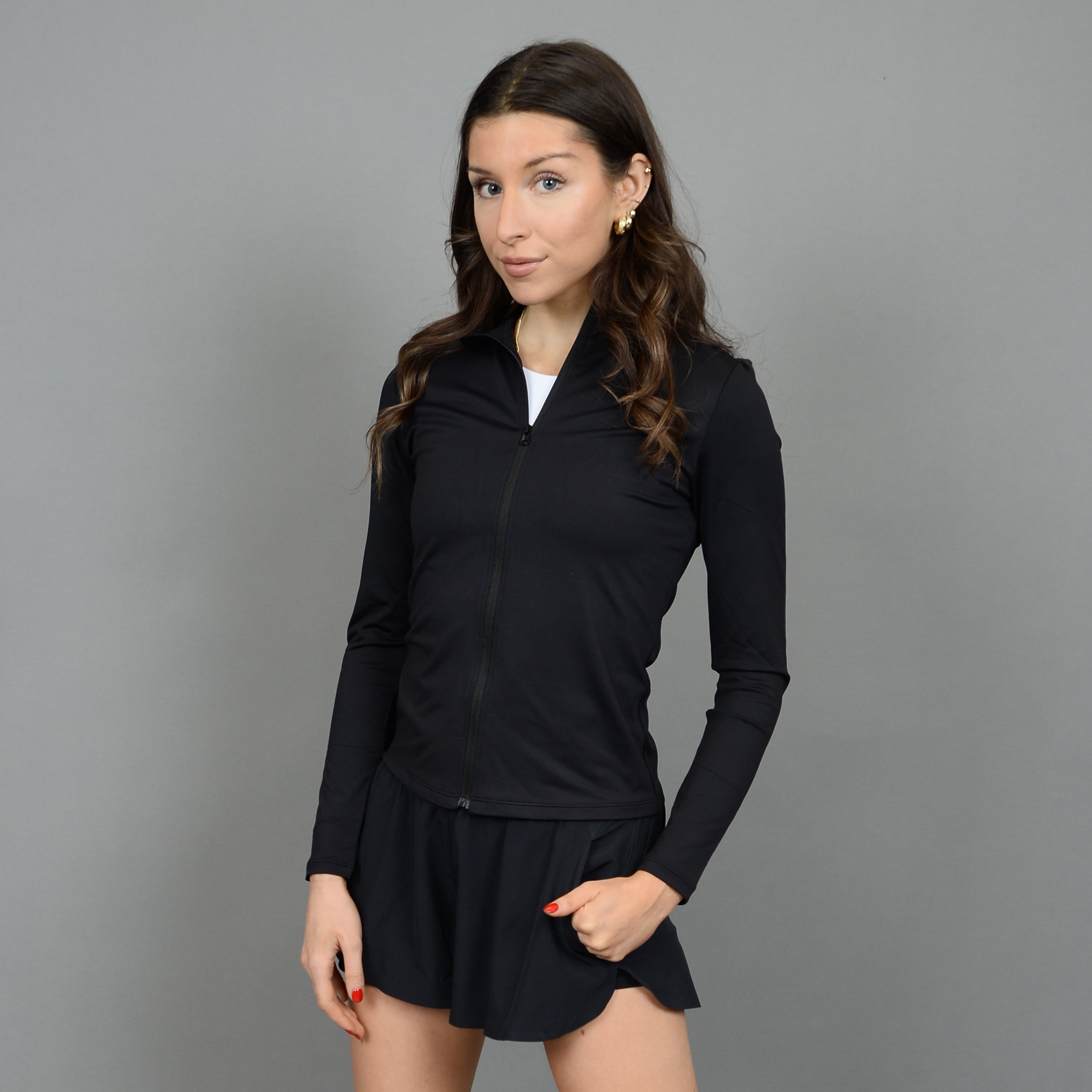 MIKA ZIP UP TOP - BLACK