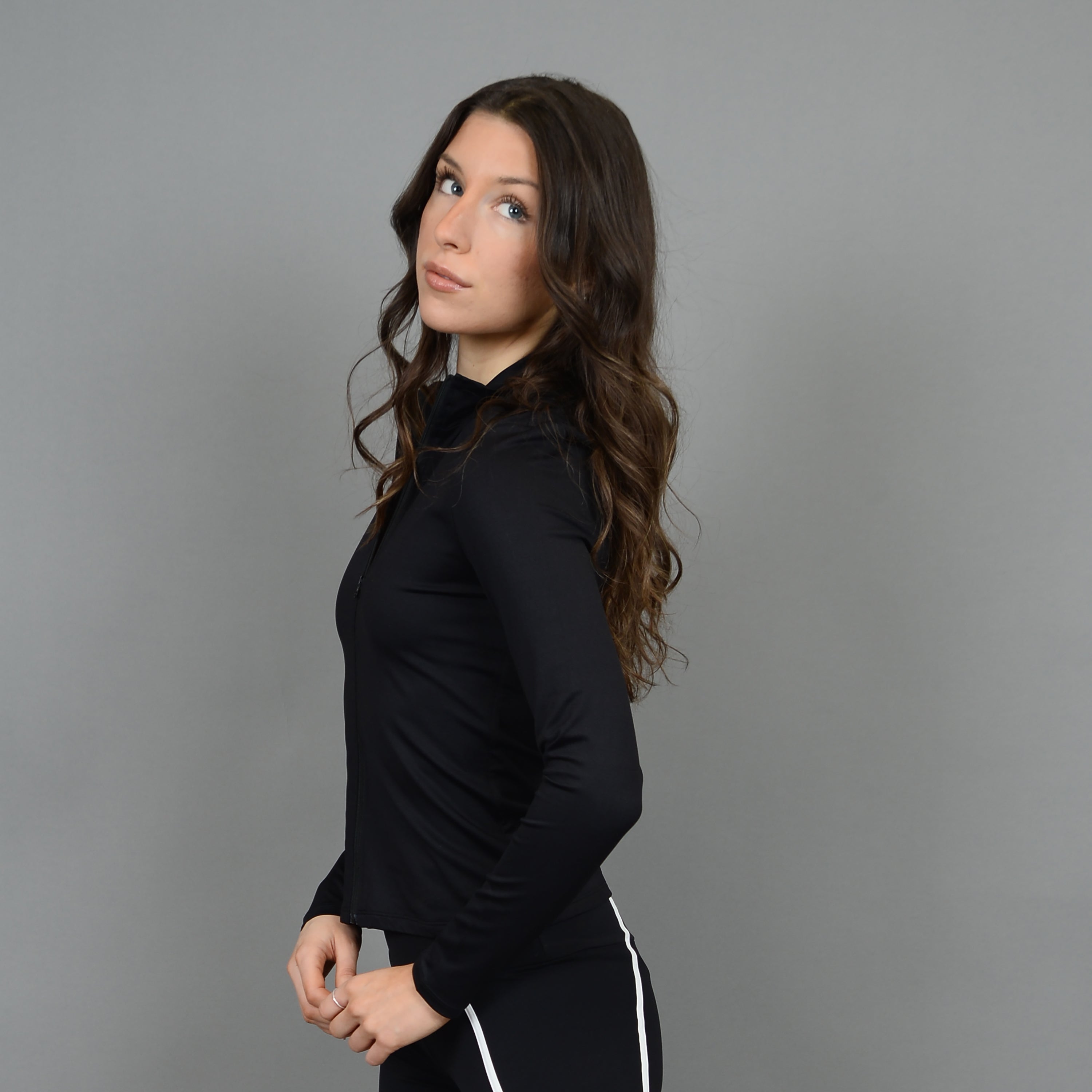MIKA ZIP UP TOP - BLACK