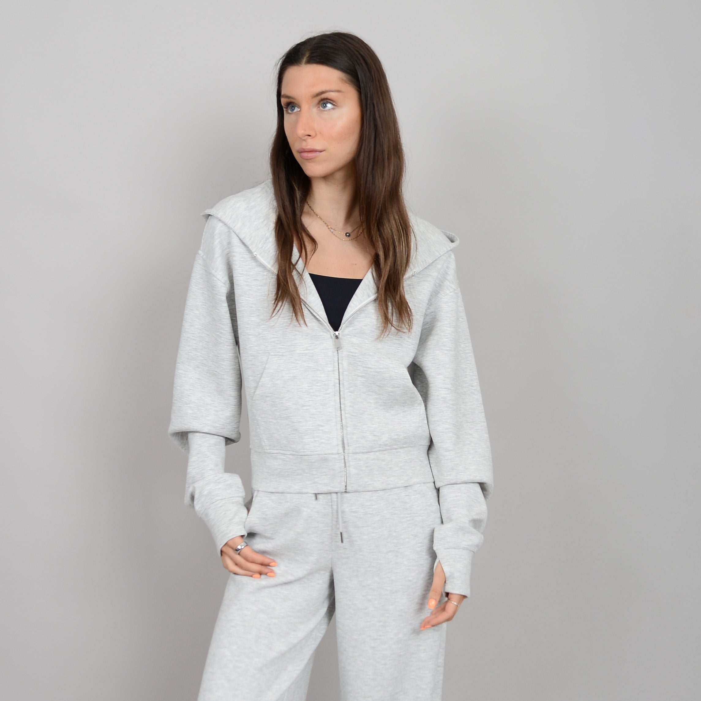 HAIDELYN KNIT HOODIE - LIGHT GREY