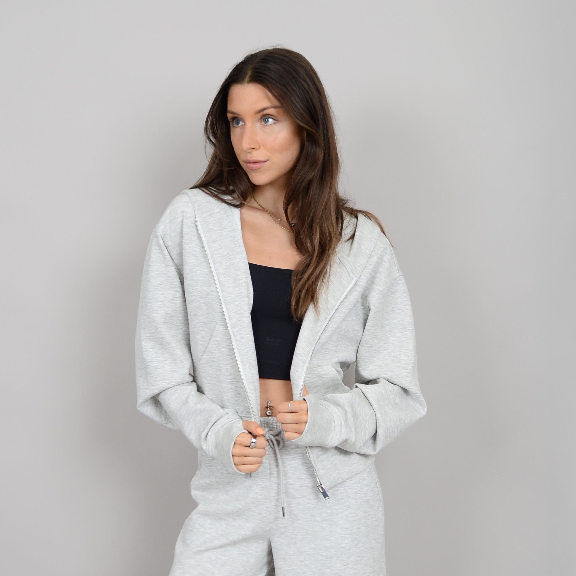 HAIDELYN KNIT HOODIE - LIGHT GREY