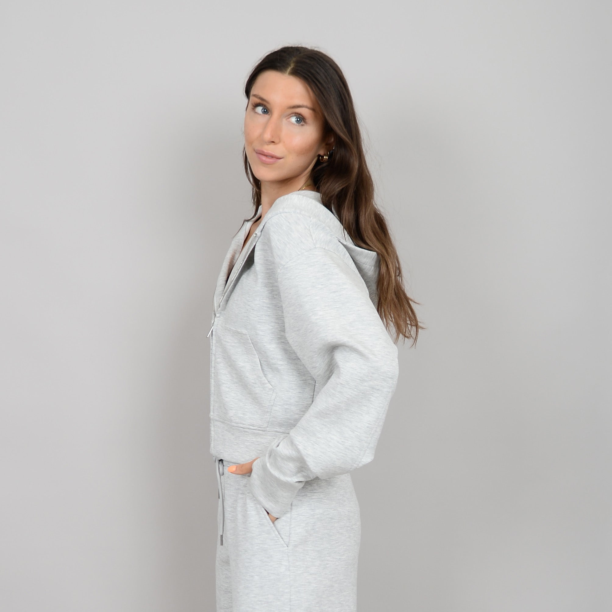 HAIDELYN KNIT HOODIE - LIGHT GREY