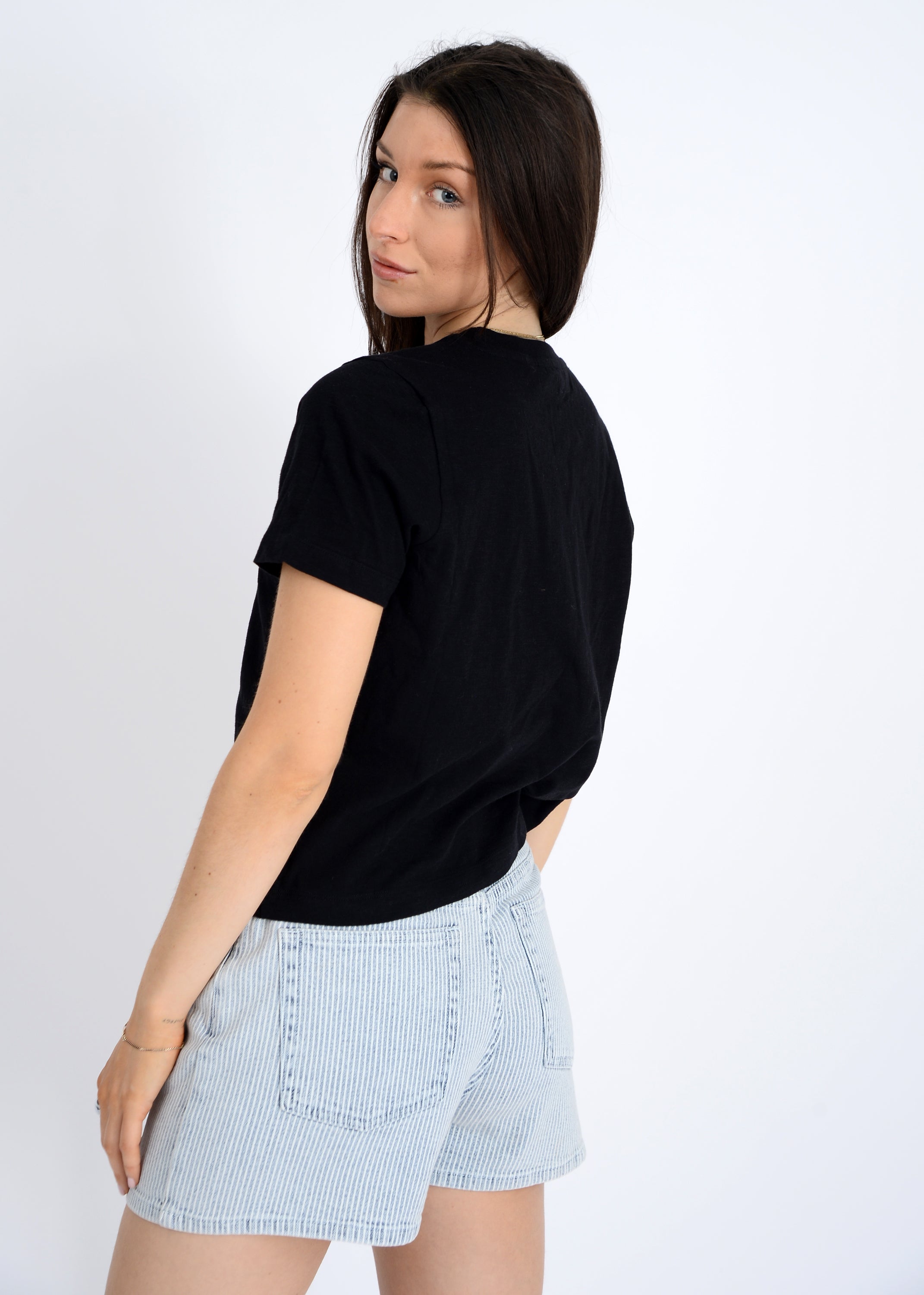 CRYSTA CREW NECK TEE - BLACK
