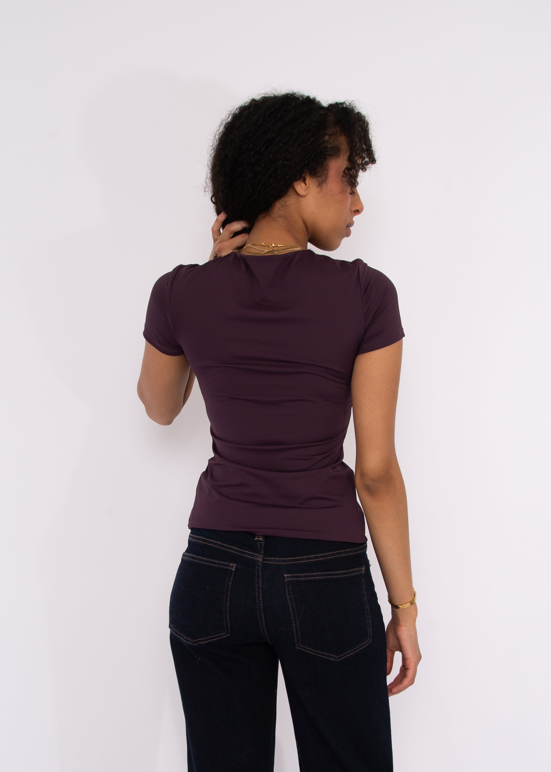 ROXI 23 SHORT SLEEVE TOP - DEEP PLUM