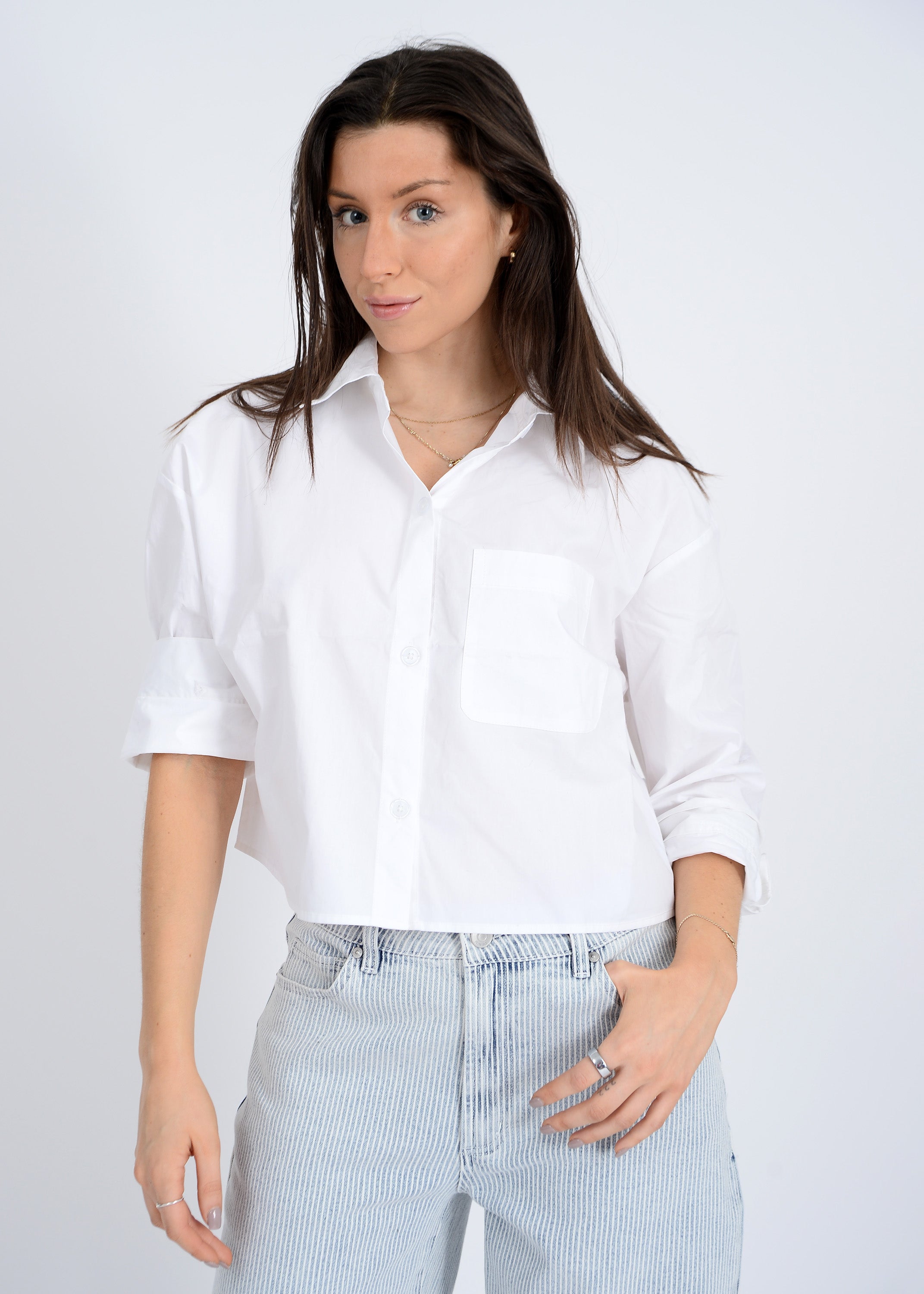 KERWIN CROPPED SHIRT - WHITE