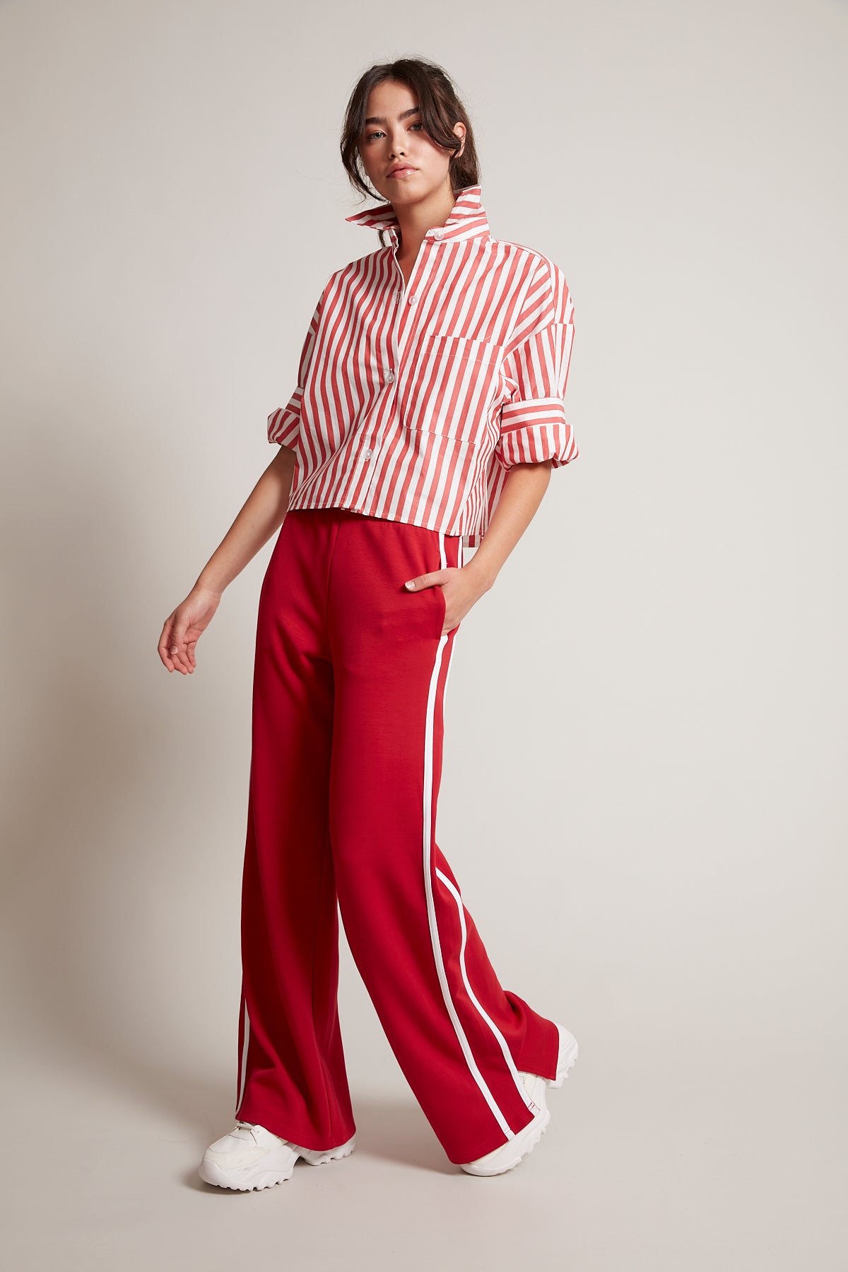 KERWIN CROPPED SHIRT - SUMMER RED