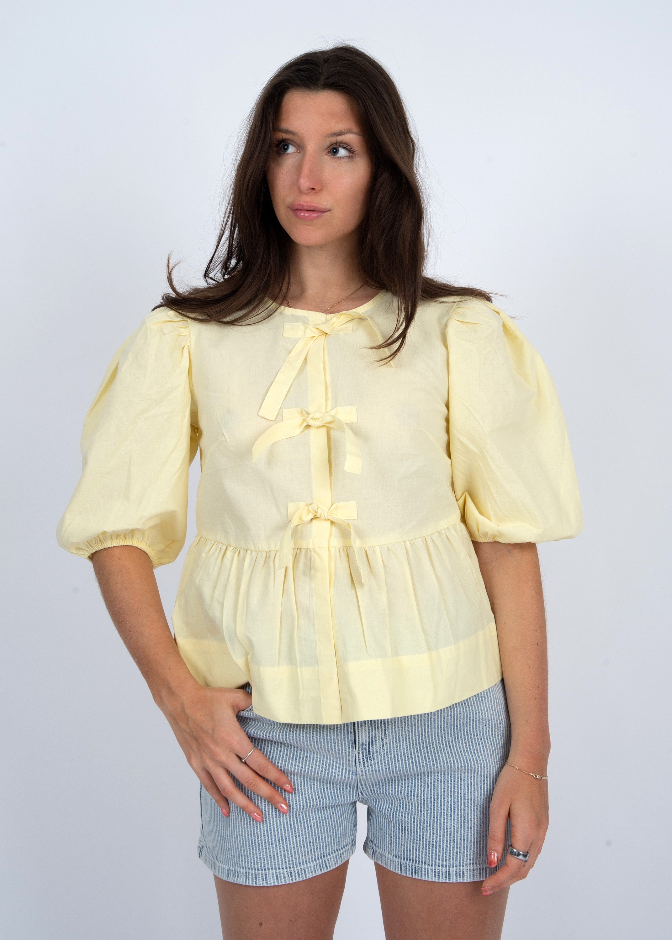 TALLY PEPLUM TOP - CREAM
