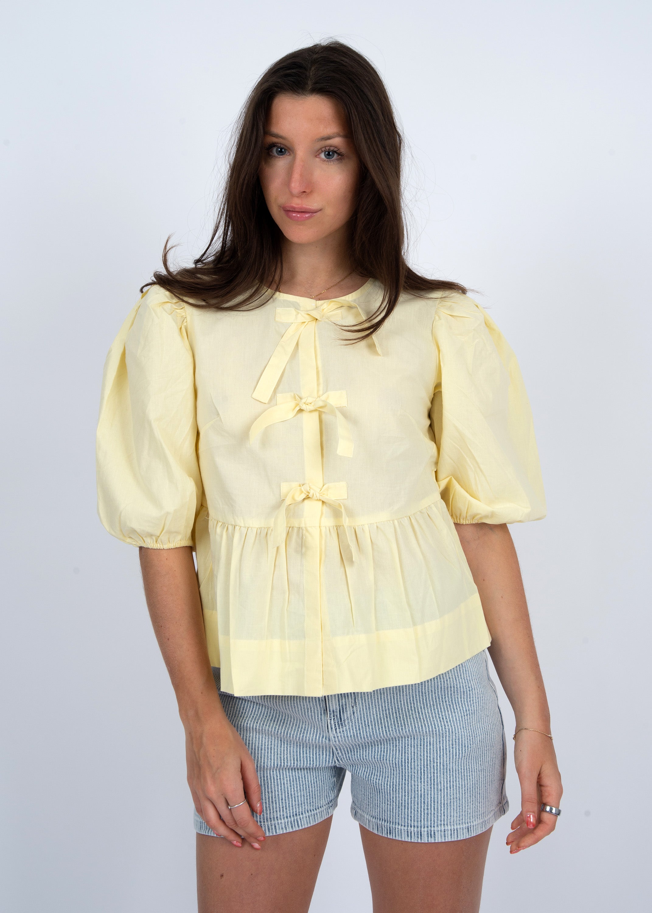 TALLY PEPLUM TOP - CREAM
