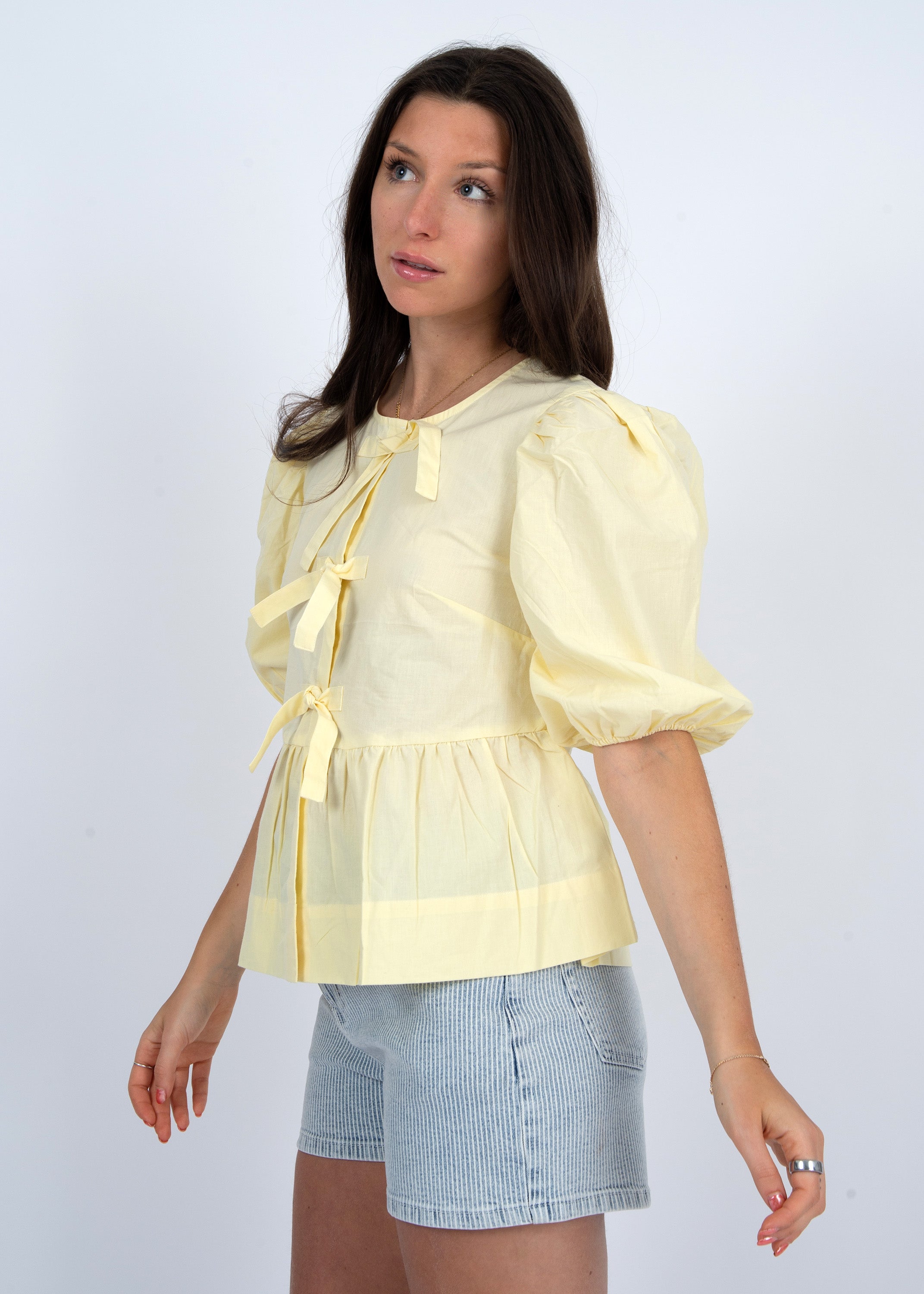 TALLY PEPLUM TOP - CREAM