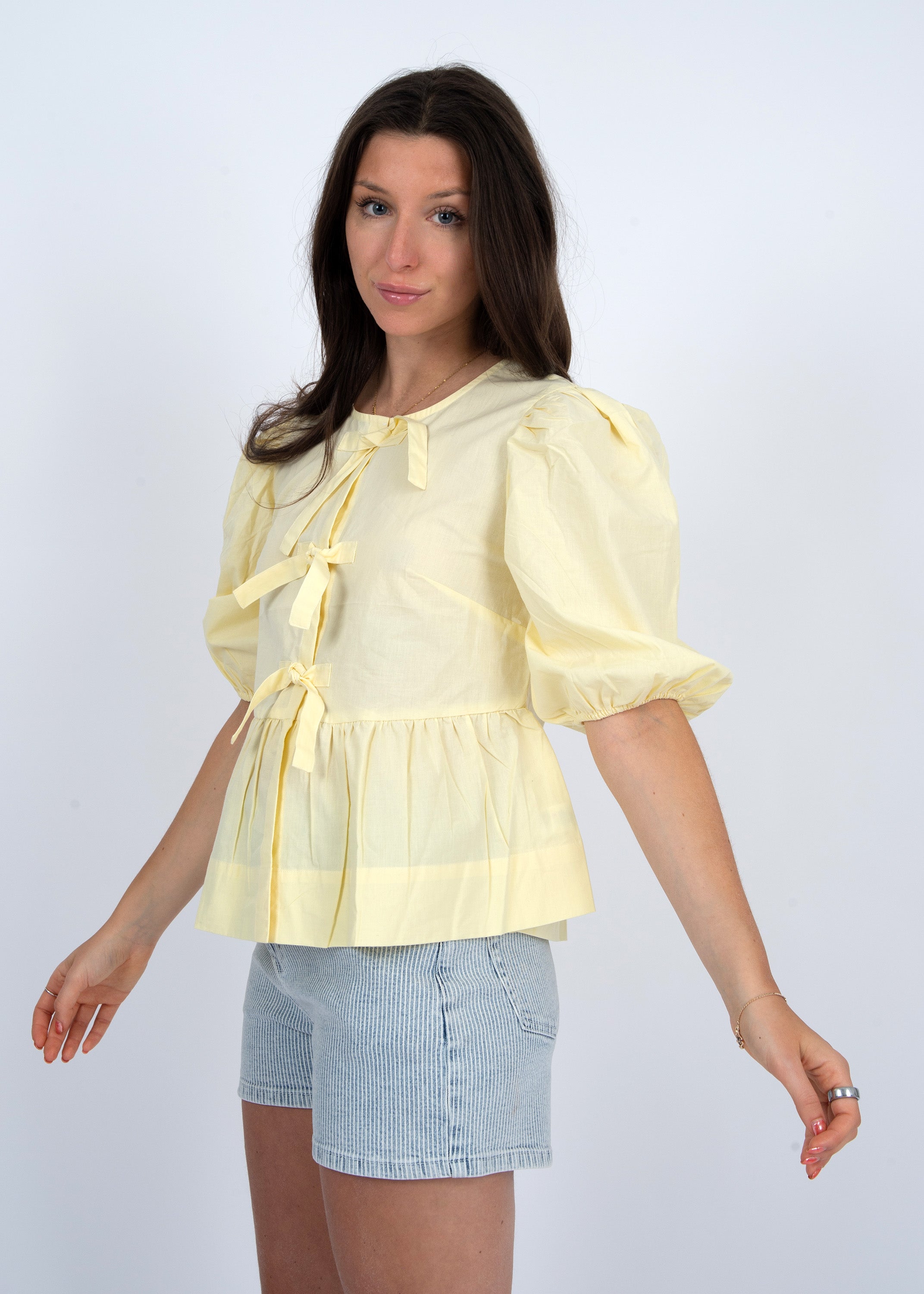 TALLY PEPLUM TOP - CREAM