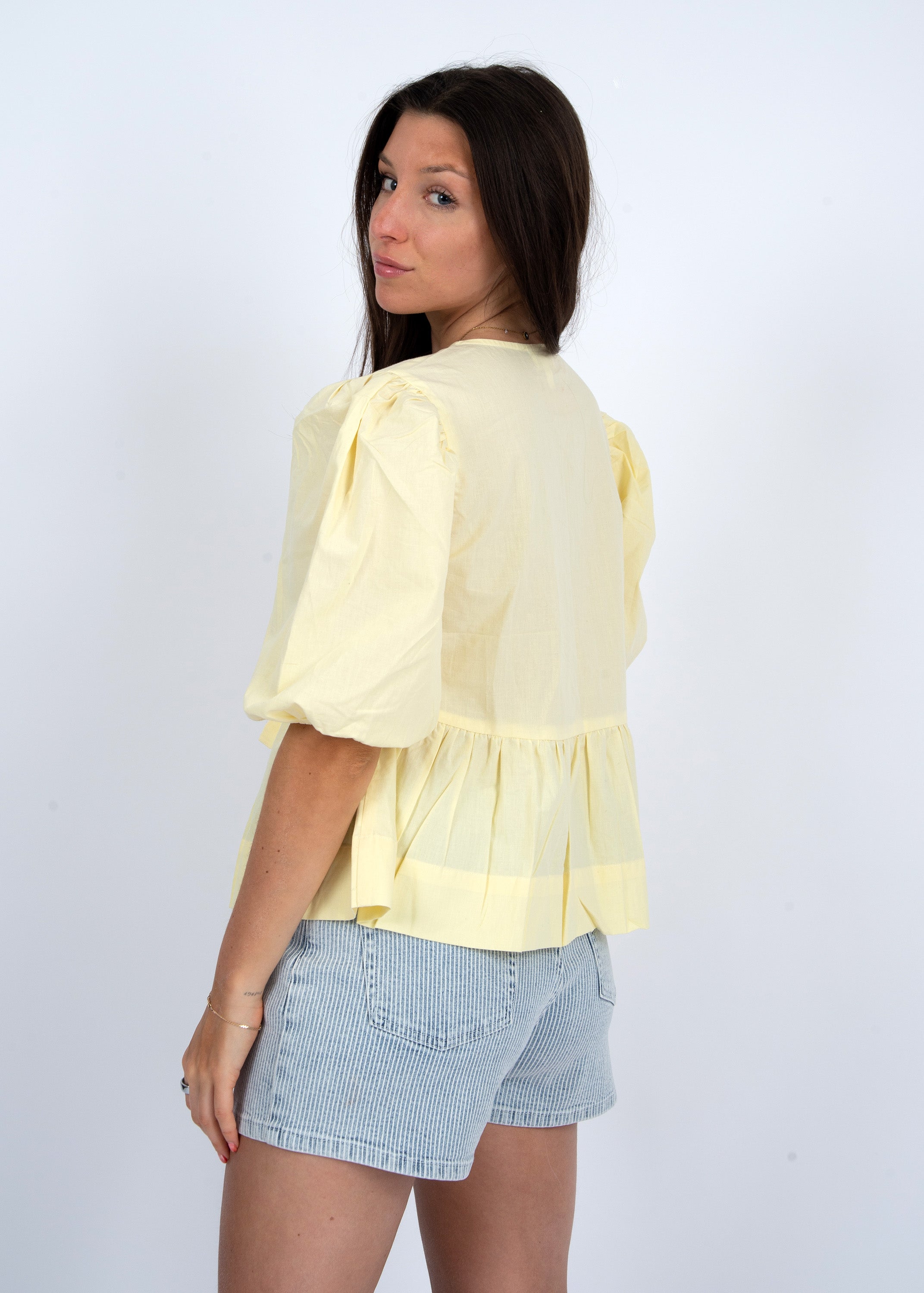 TALLY PEPLUM TOP - CREAM