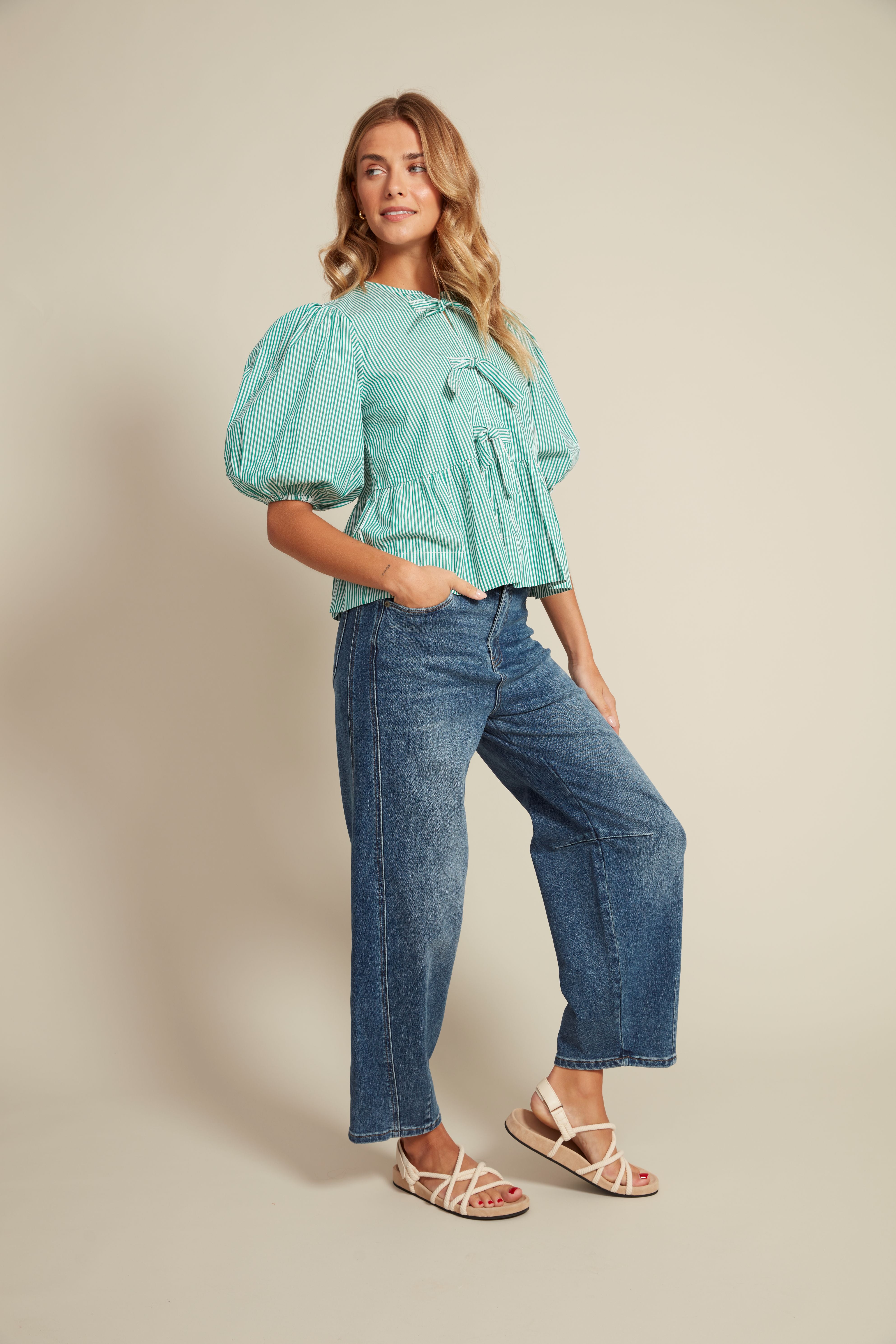TALLY PEPLUM TOP - GARDEN