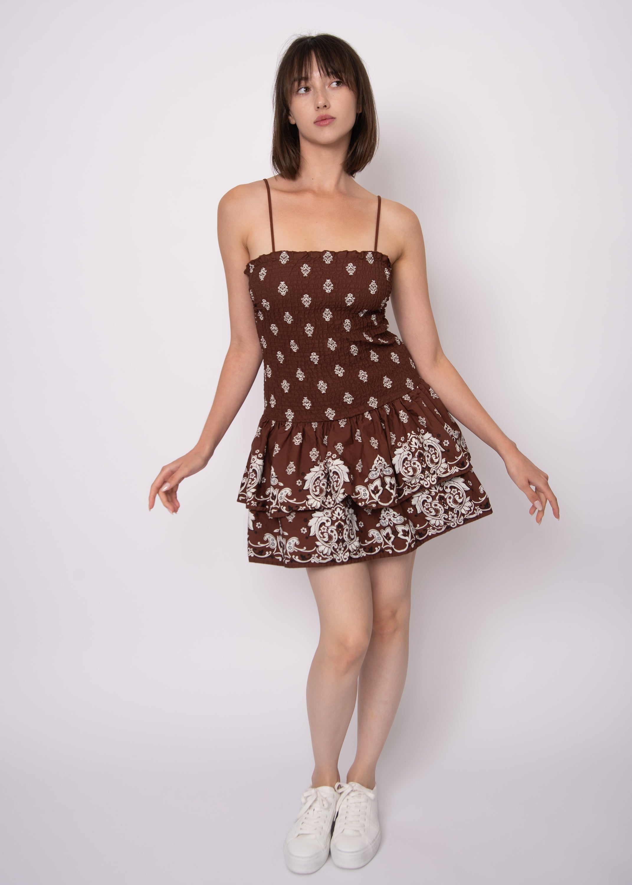 SARIDA SHIRRED MINI DRESS