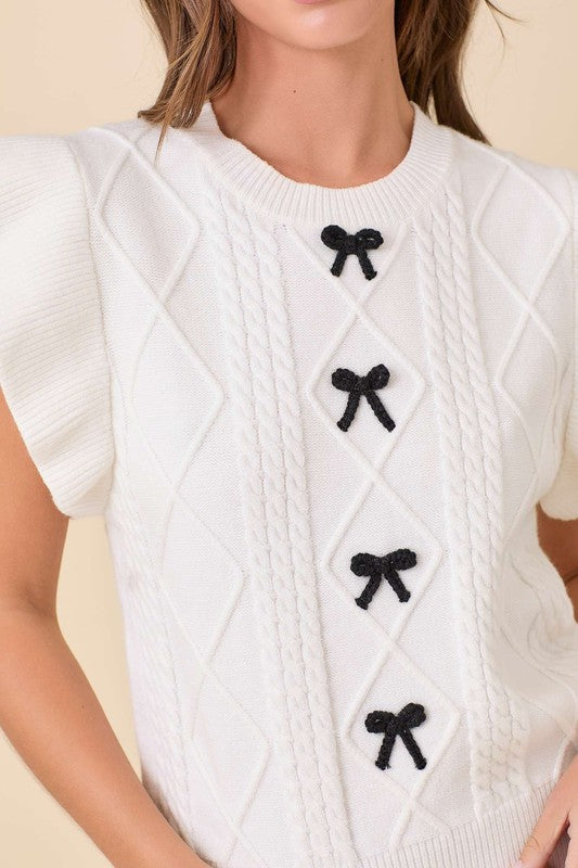 BRITT BOW KNIT TOP