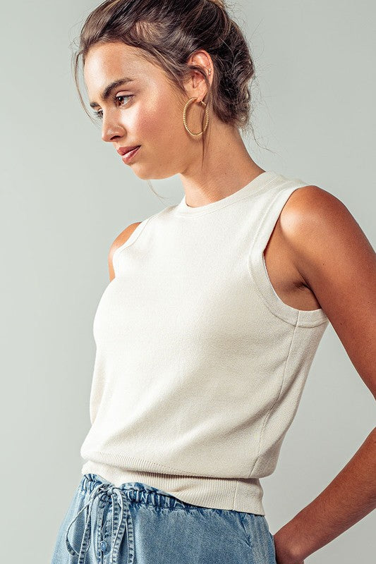 HARMONY RIBBED KNIT TANK - OATMEAL