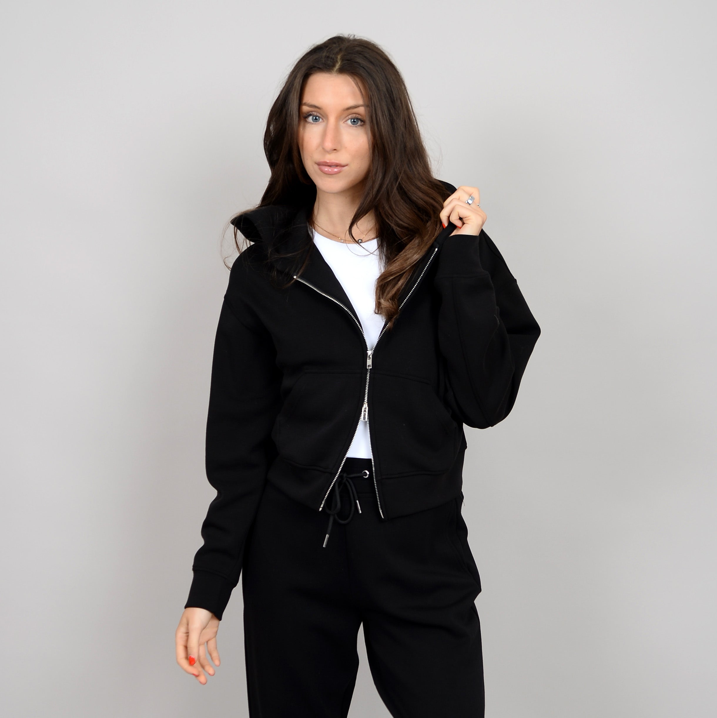 HAIDELYN KNIT HOODIE - BLACK
