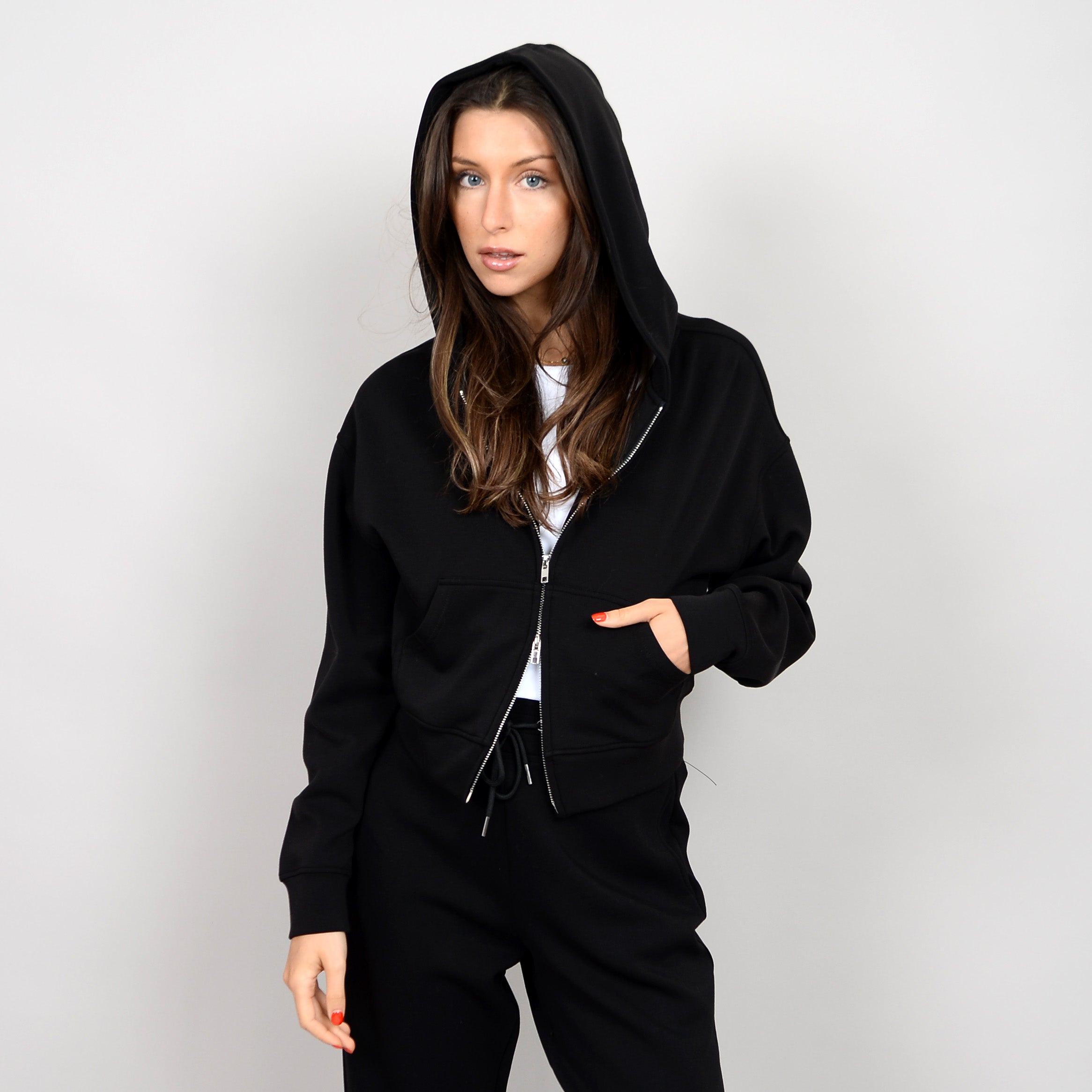 HAIDELYN KNIT HOODIE - BLACK