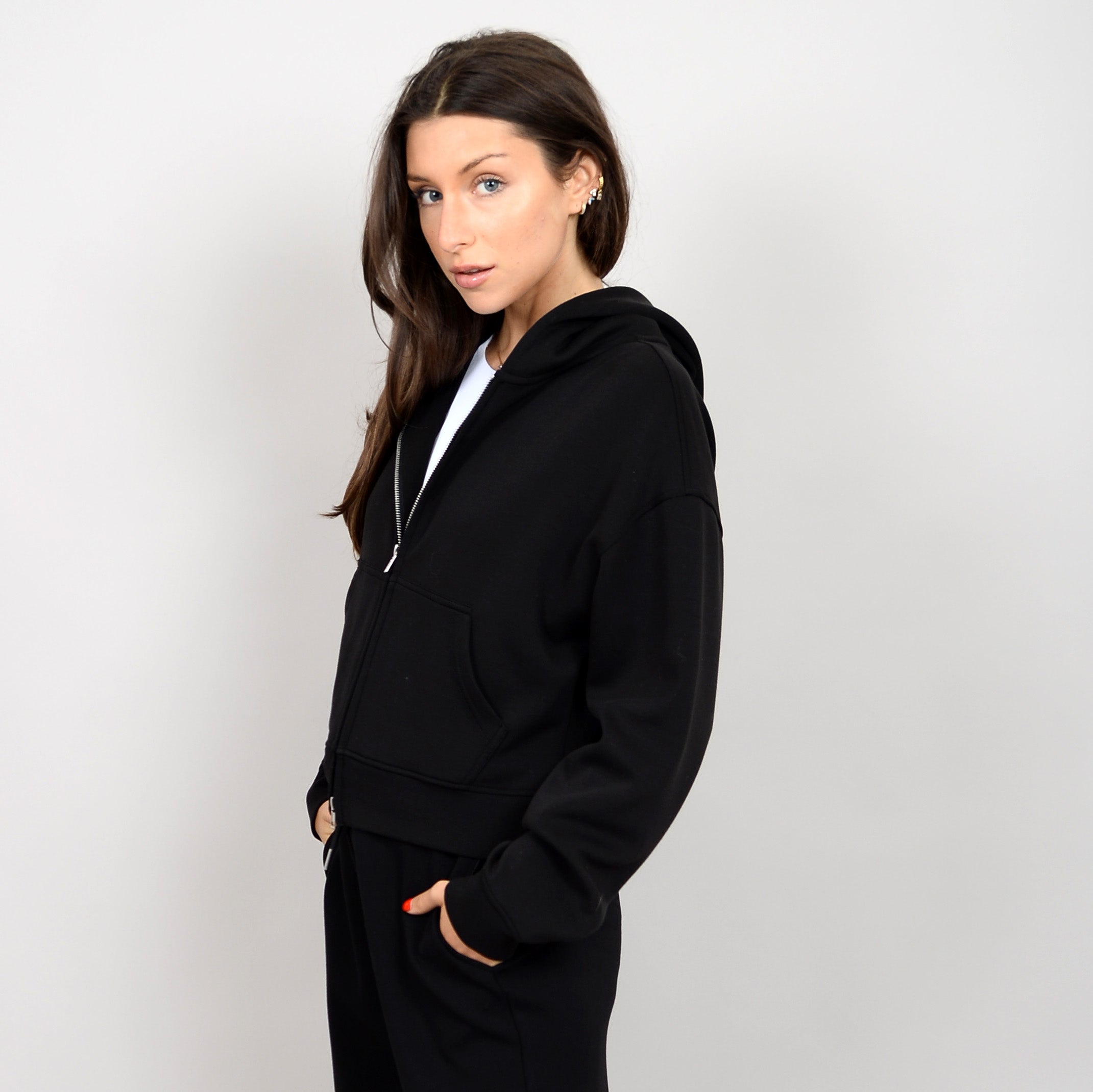 HAIDELYN KNIT HOODIE - BLACK