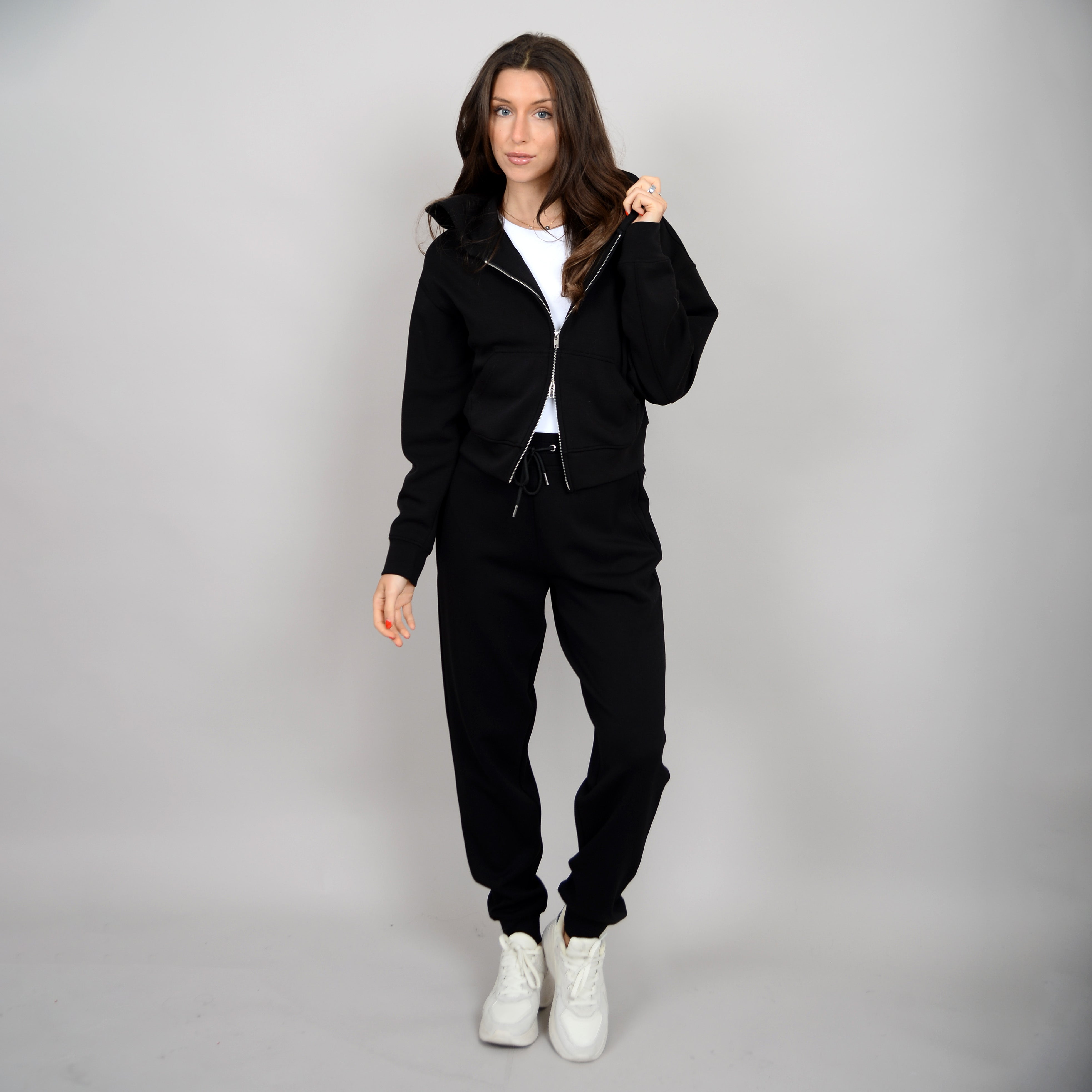 HAIDELYN KNIT HOODIE - BLACK