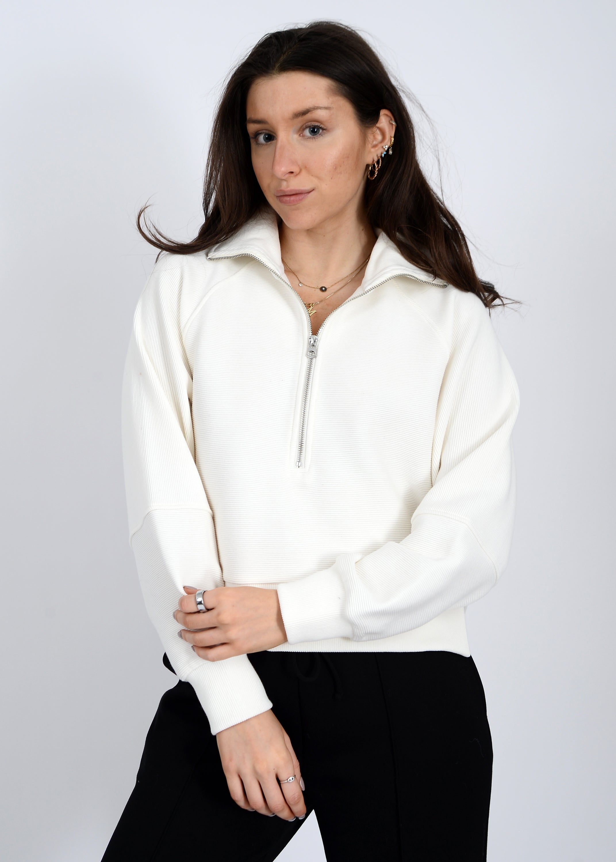 MIU HALF ZIP SWEATER