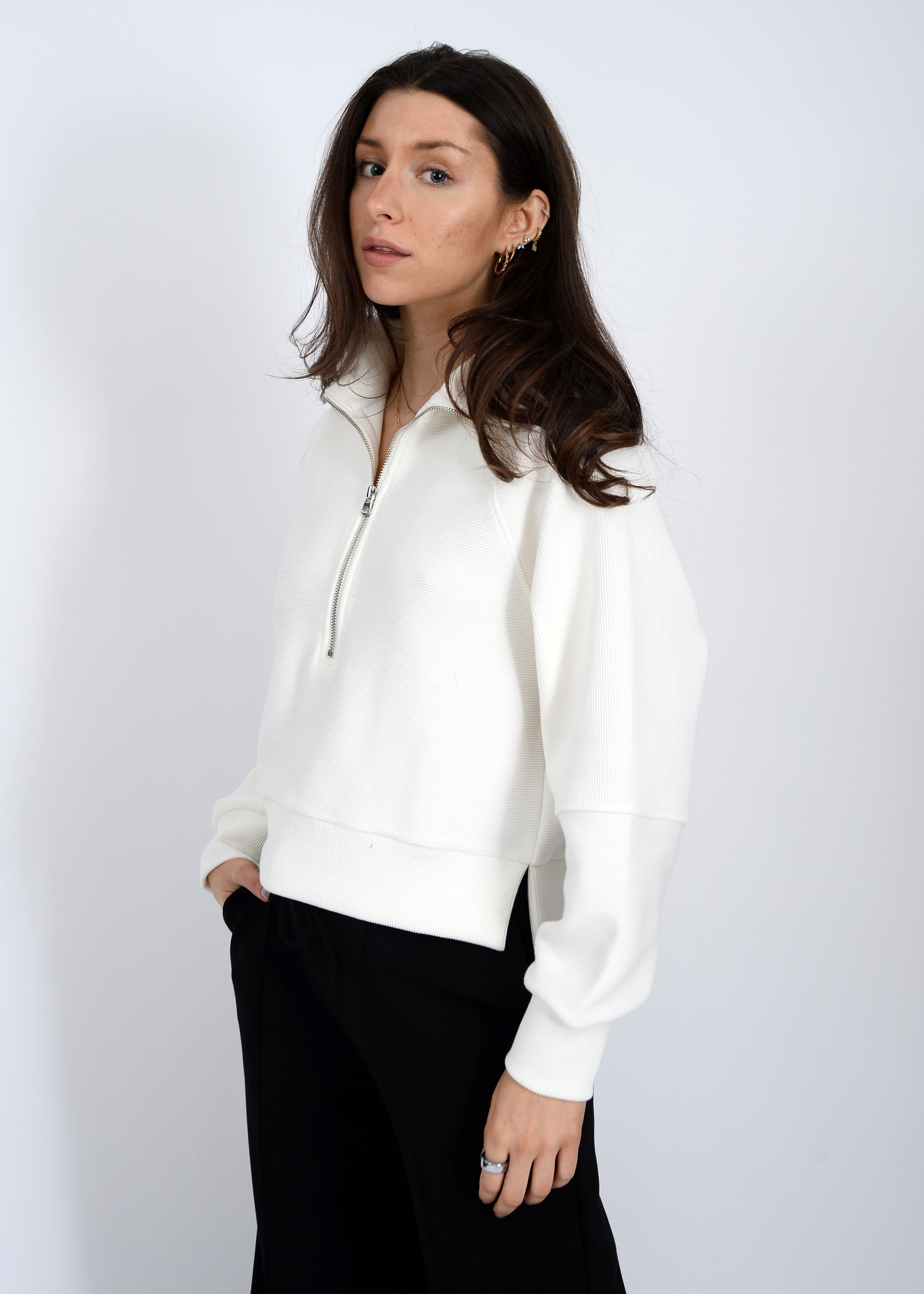 MIU HALF ZIP SWEATER