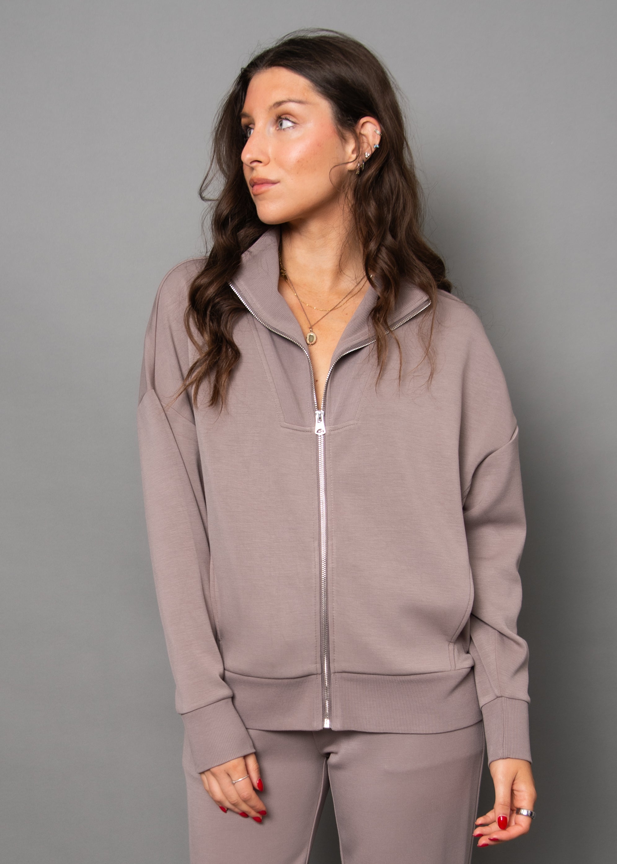 ZULA SOFT KNIT ZIP UP - FOG
