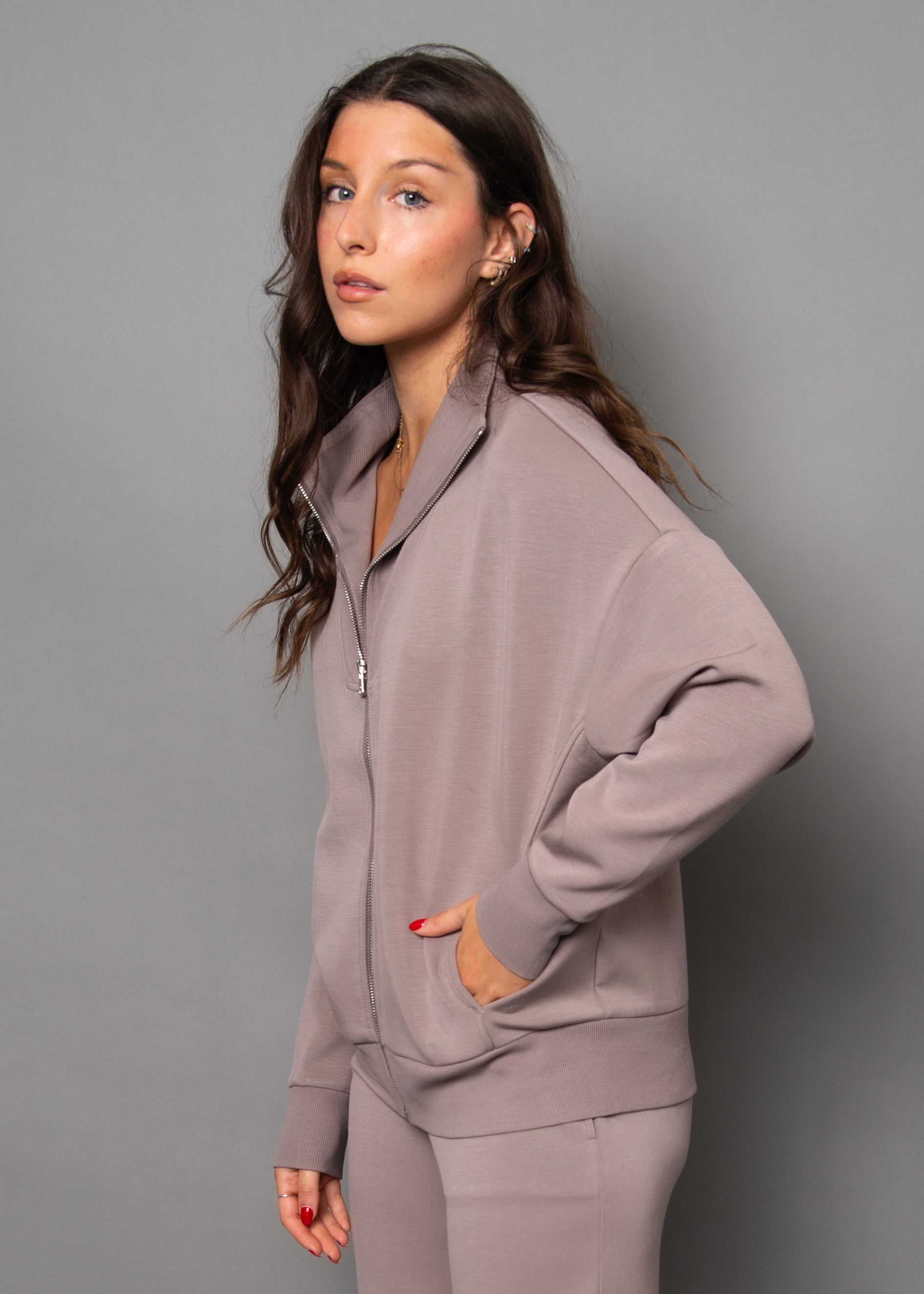 ZULA SOFT KNIT ZIP UP - FOG