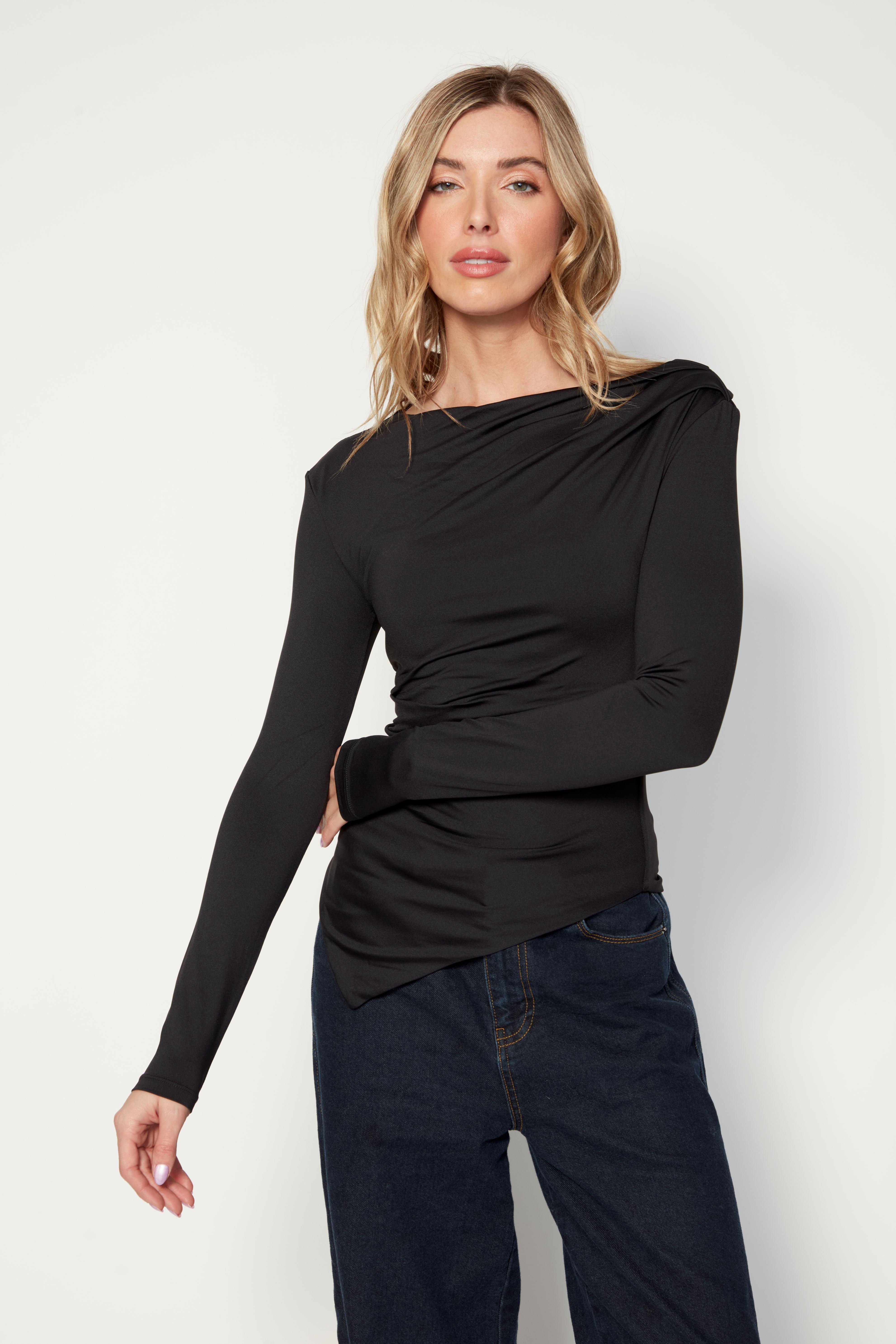 ALAIN ASYMMETRIC TOP - BLACK