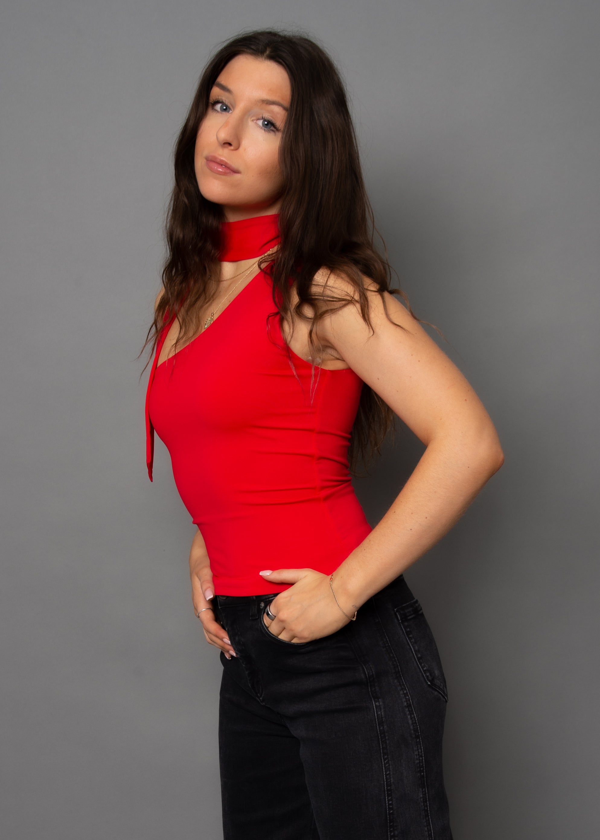 SUNNY NECK TIE TOP - RED