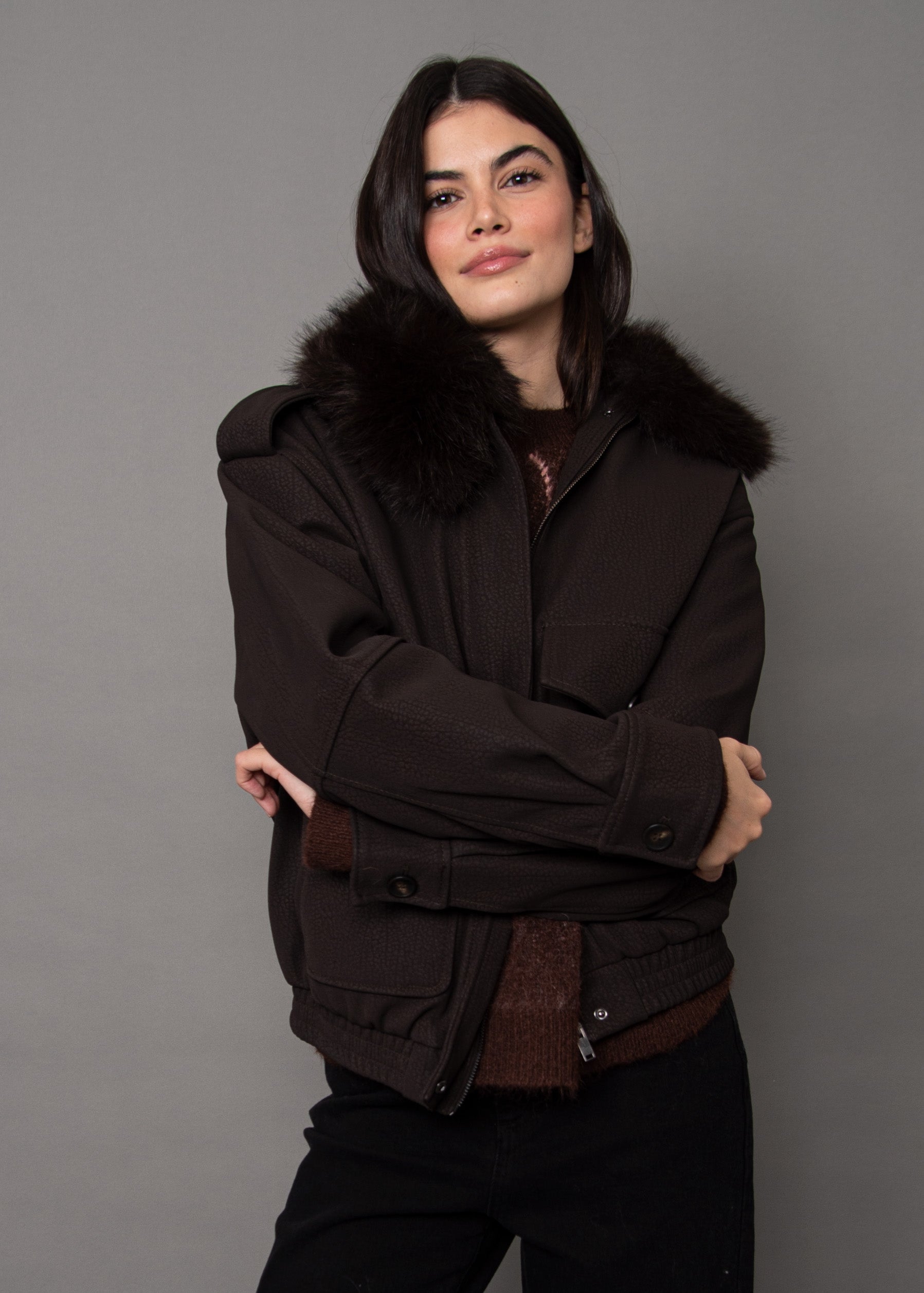 MIKAYA FUR COLLAR JACKET