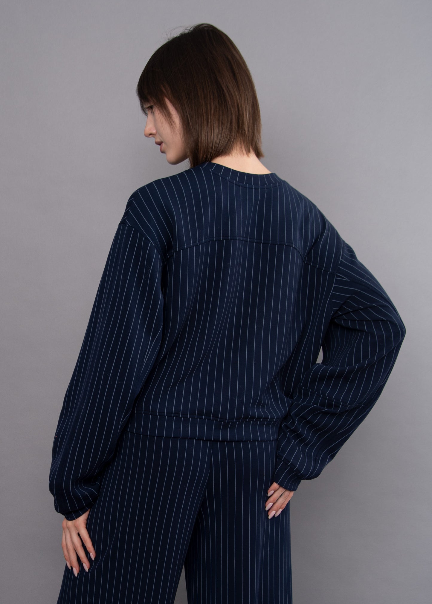 BEATRICE STRIPED SOFT KNIT SWEATER - NAVY