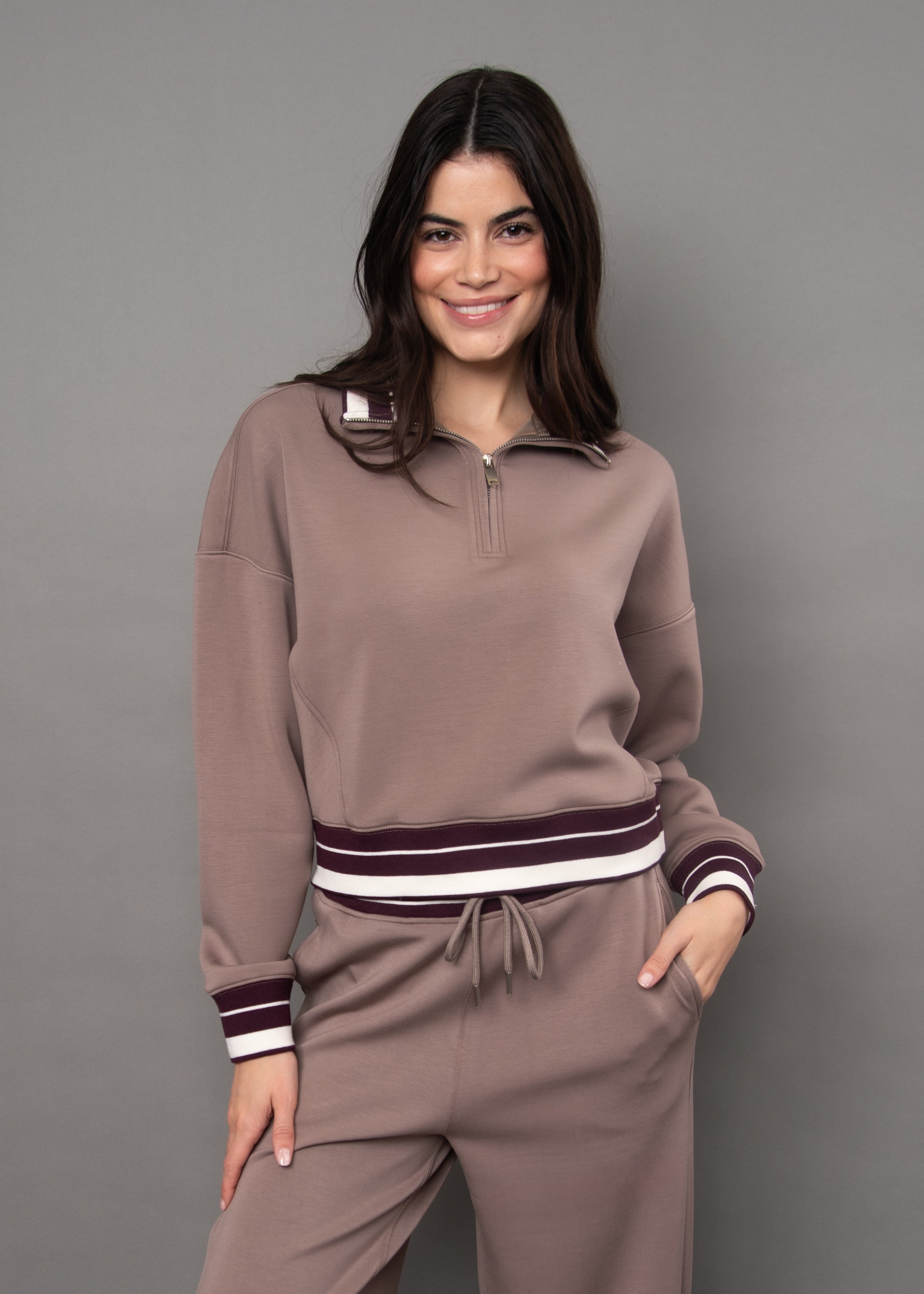 MAILYN SOFT KNIT QUARTER ZIP - MOONROCK
