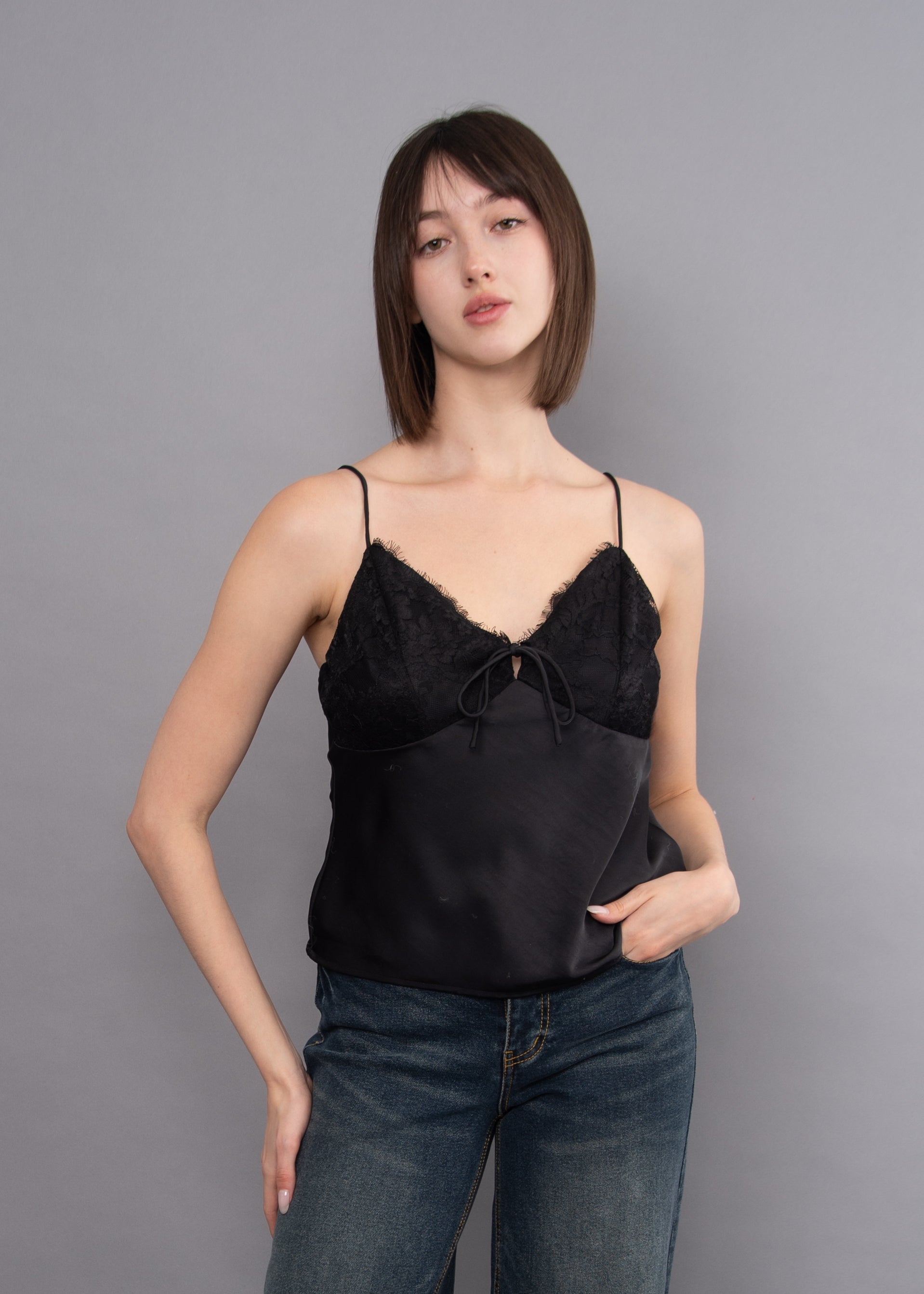 MARLI SATIN CAMI - BLACK