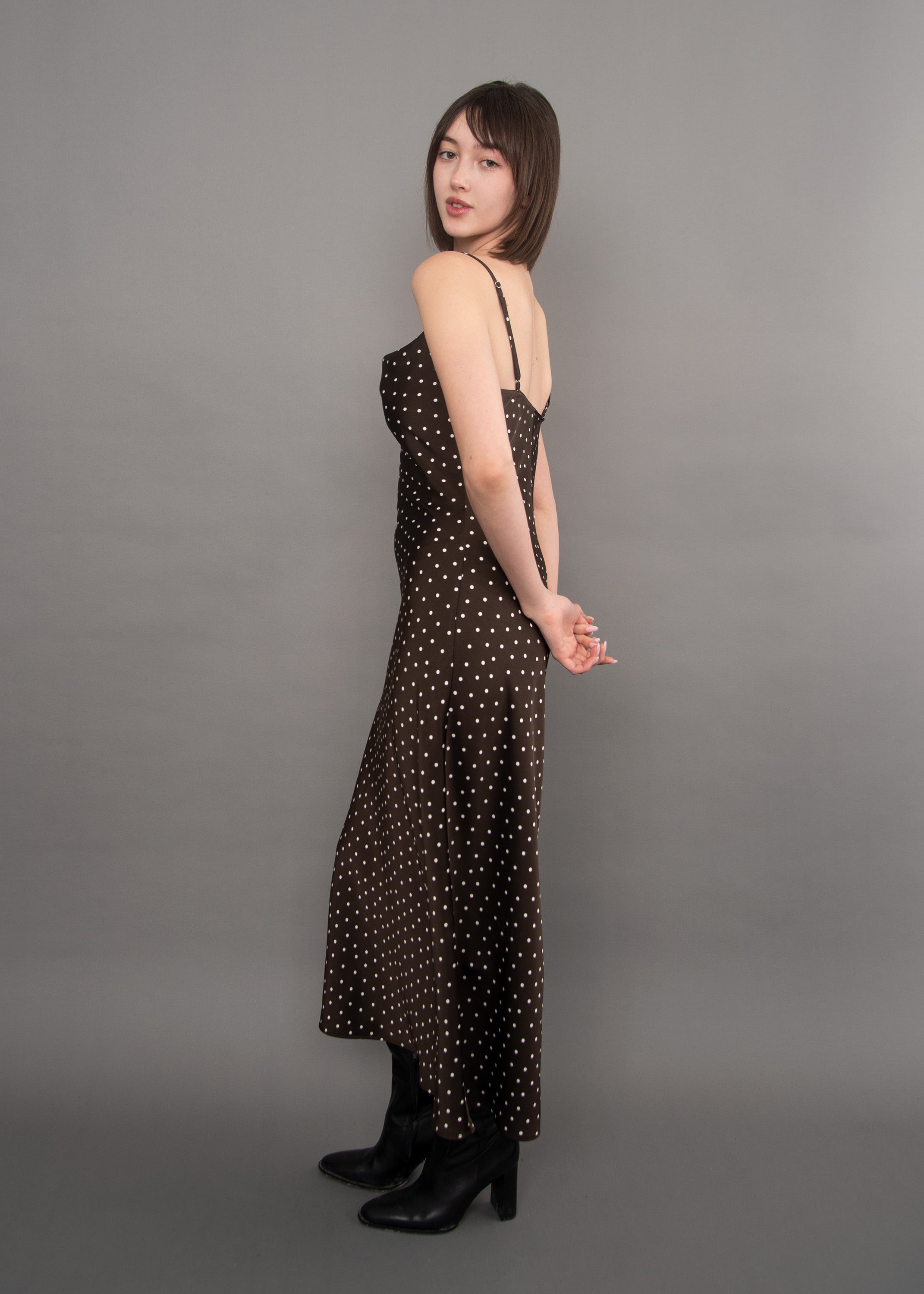 CARTIER POLKA PRINT SATIN DRESS