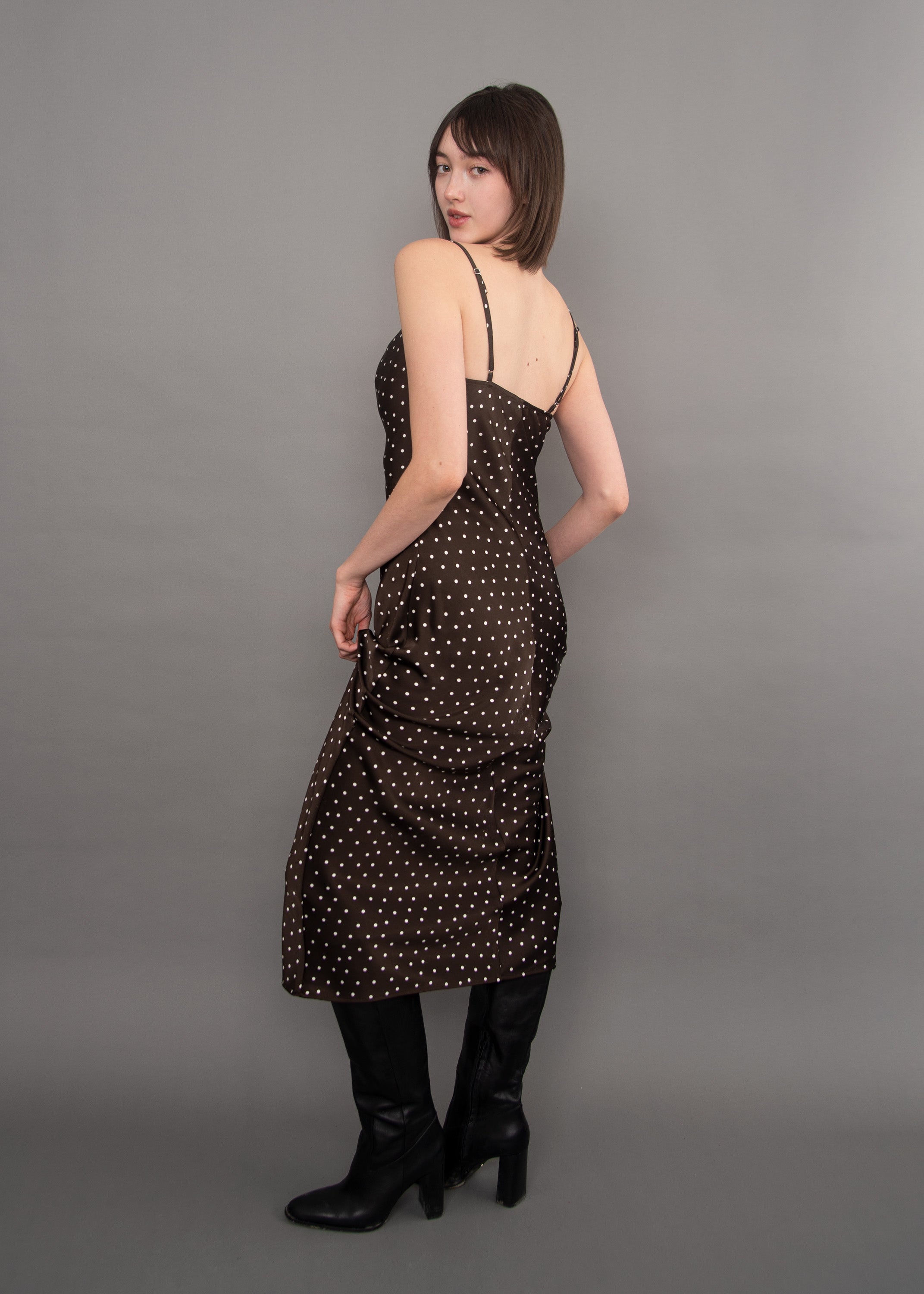 CARTIER POLKA PRINT SATIN DRESS