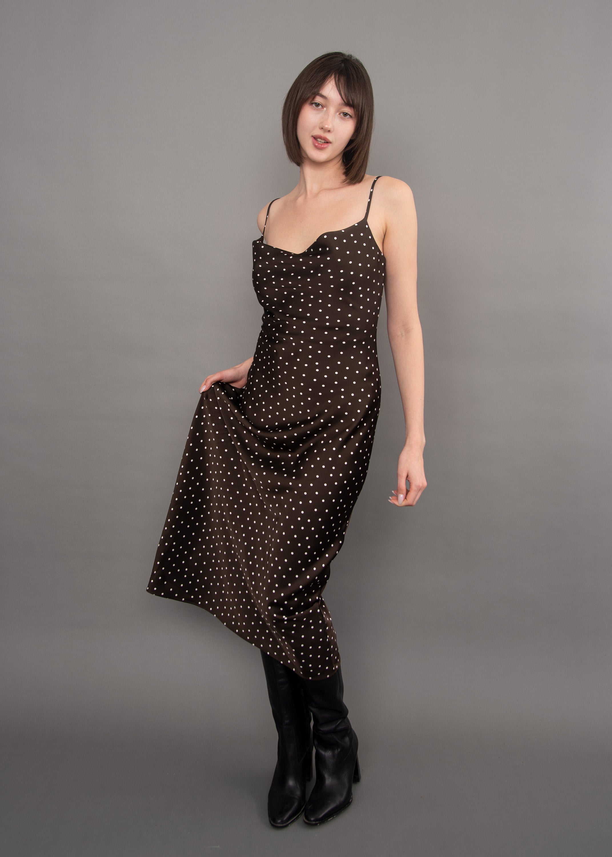 CARTIER POLKA PRINT SATIN DRESS