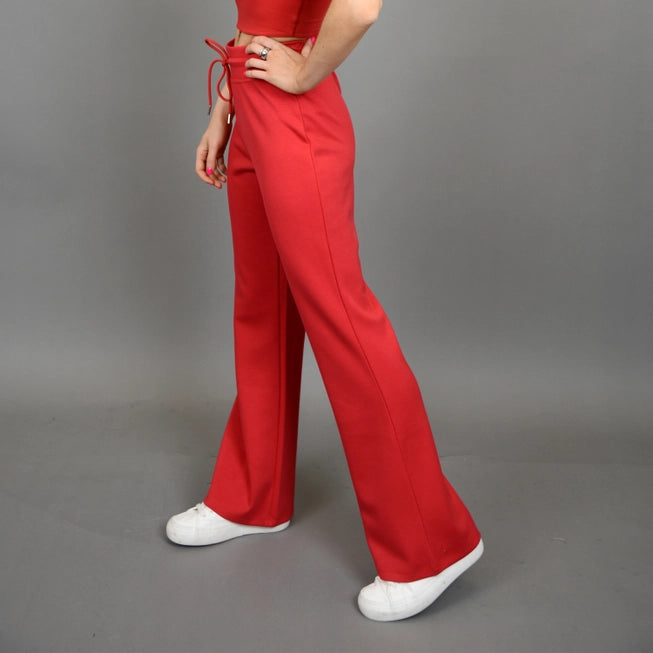 FLORINE KNIT FLARED PANT - CHERRY RED