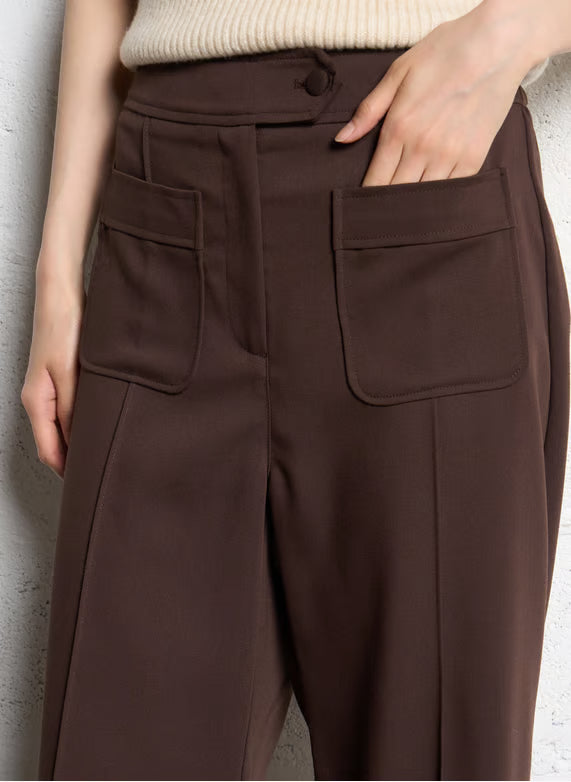 JERRY WIDE LEG PANT - CHOCOLATE