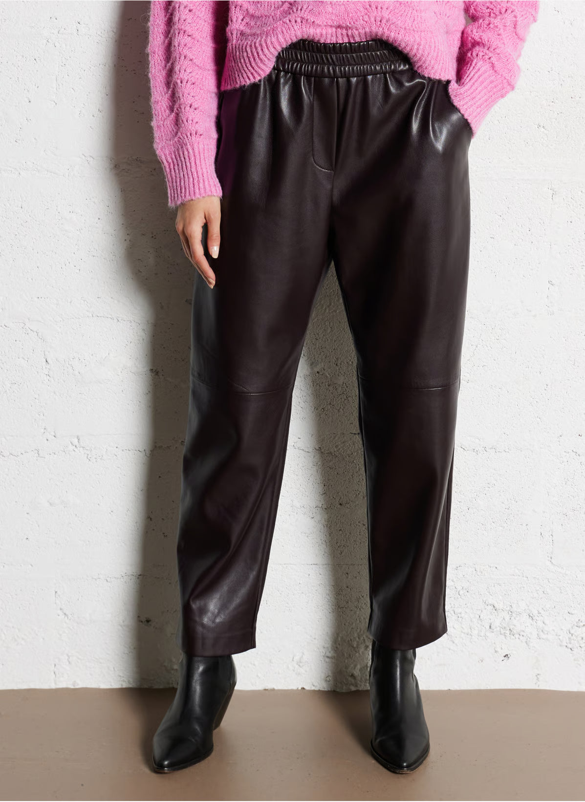 JOE LEATHER PANT - PRUNE
