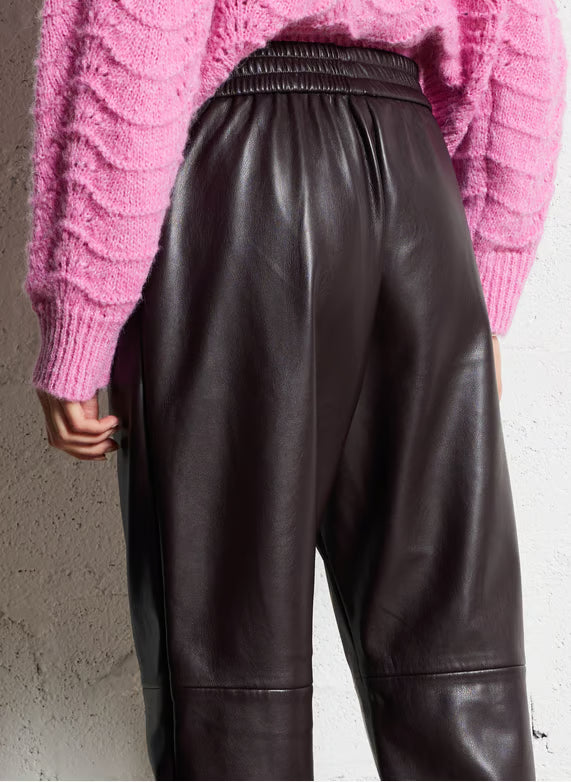 JOE LEATHER PANT - PRUNE