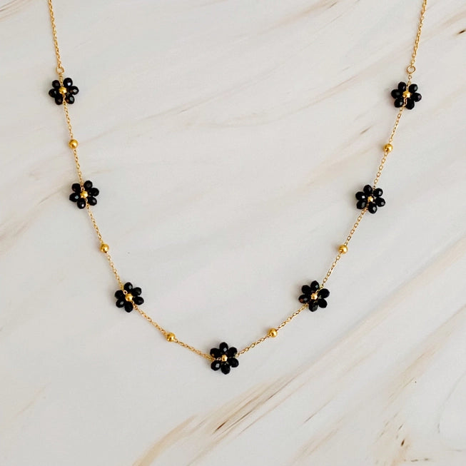 FLOWER FIELD BEADED NECKLACE (VARIOUS COLOURS)