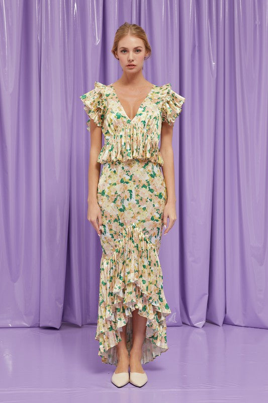 DIANA RUFFLE MIDI DRESS